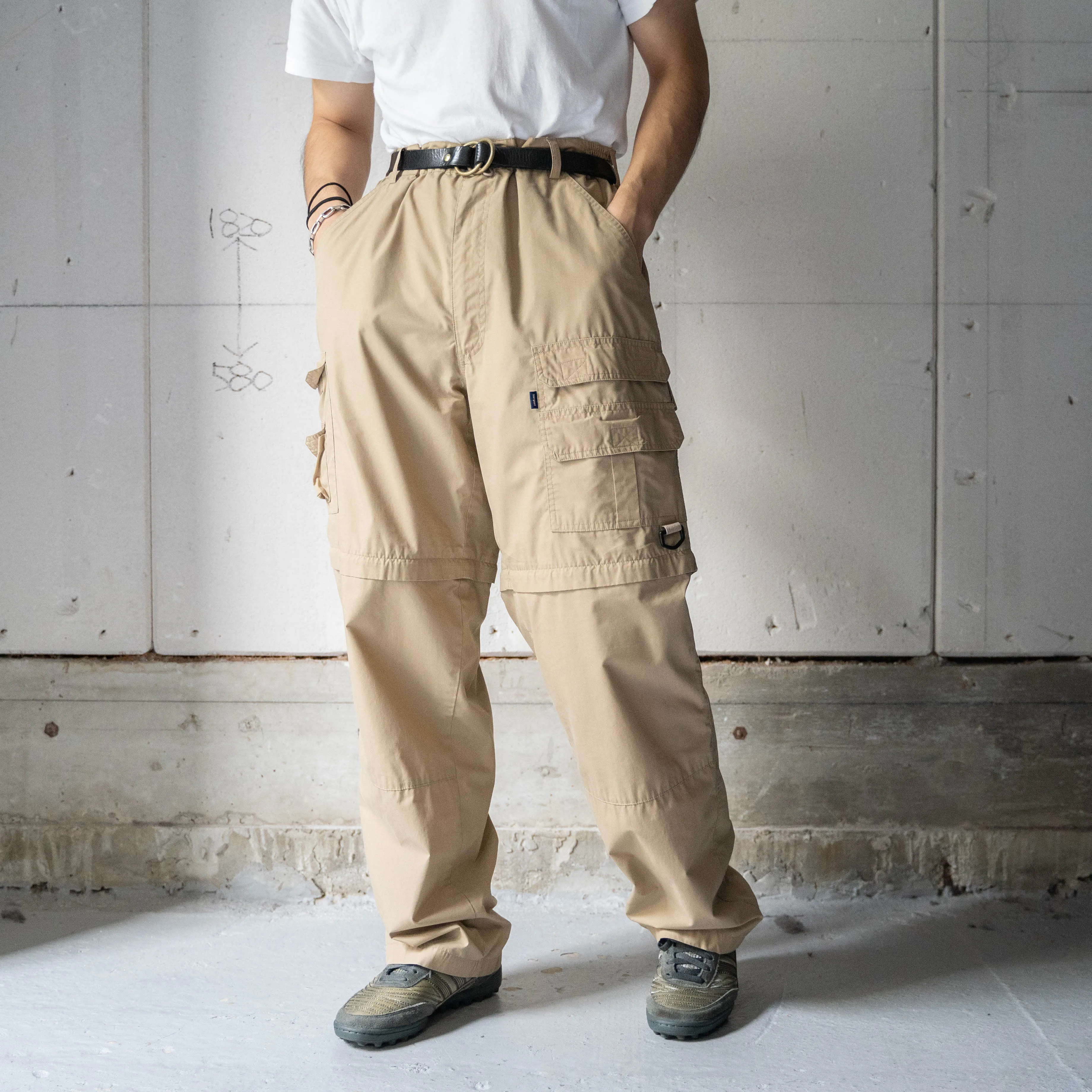 1990s asymmetry design detachable cargo pants