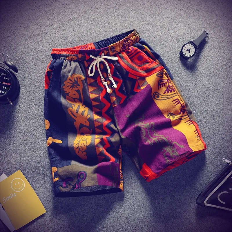 2022 Summer Casual Beach Cotton Linen Men Shorts