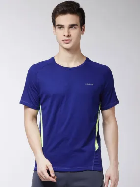 Alcis Men Blue Solid Round Neck Running T-shirt