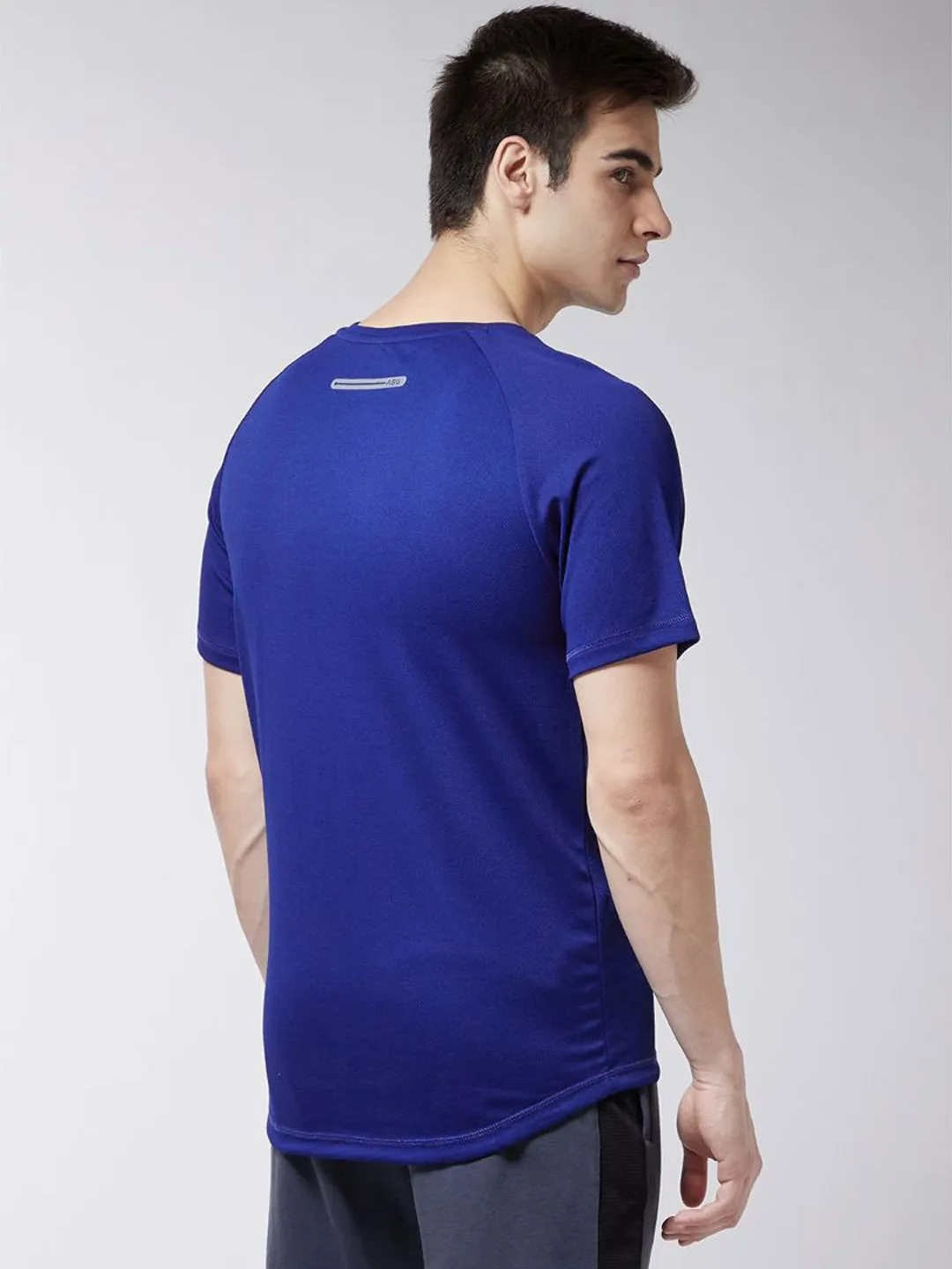 Alcis Men Blue Solid Round Neck Running T-shirt