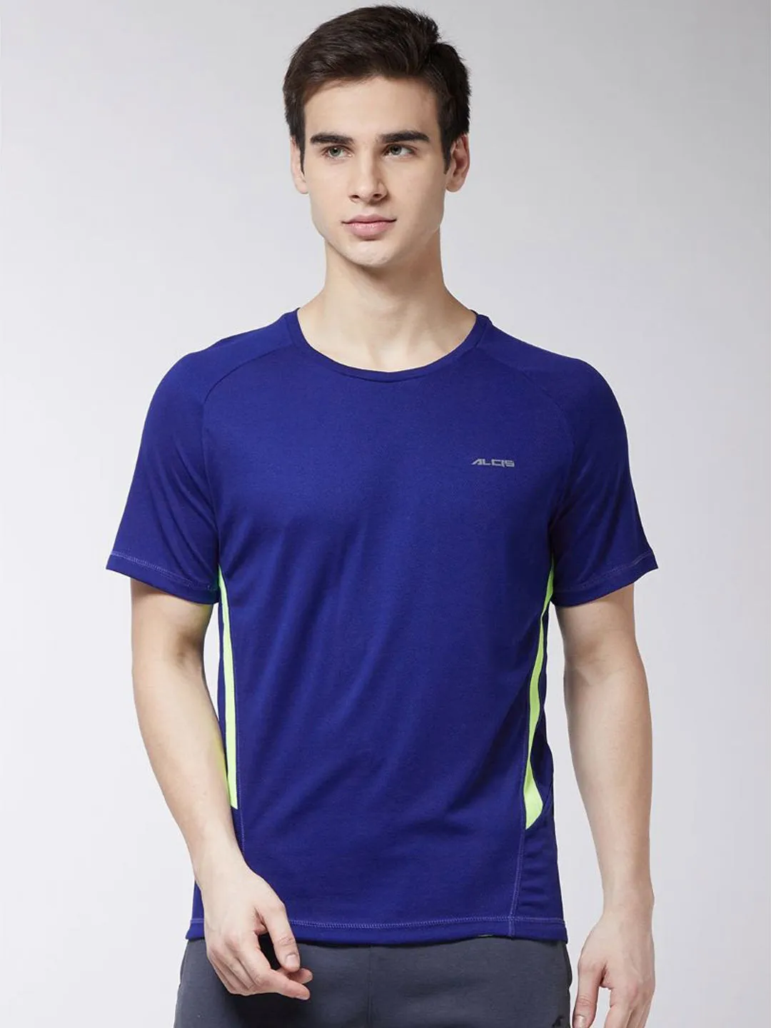 Alcis Men Blue Solid Round Neck Running T-shirt