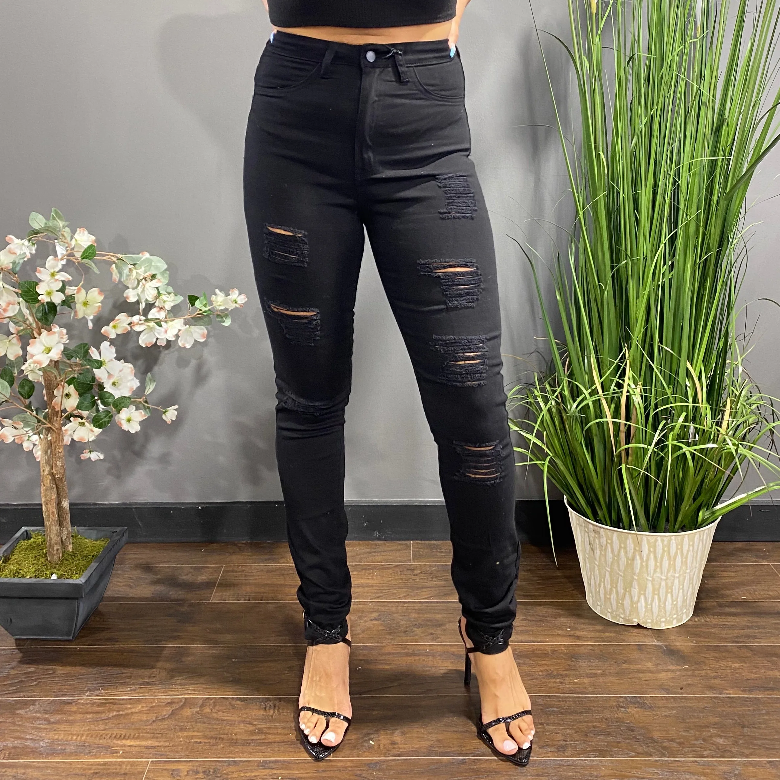 Aphrodite High Rise Skinny Jeans (Black) AP4256