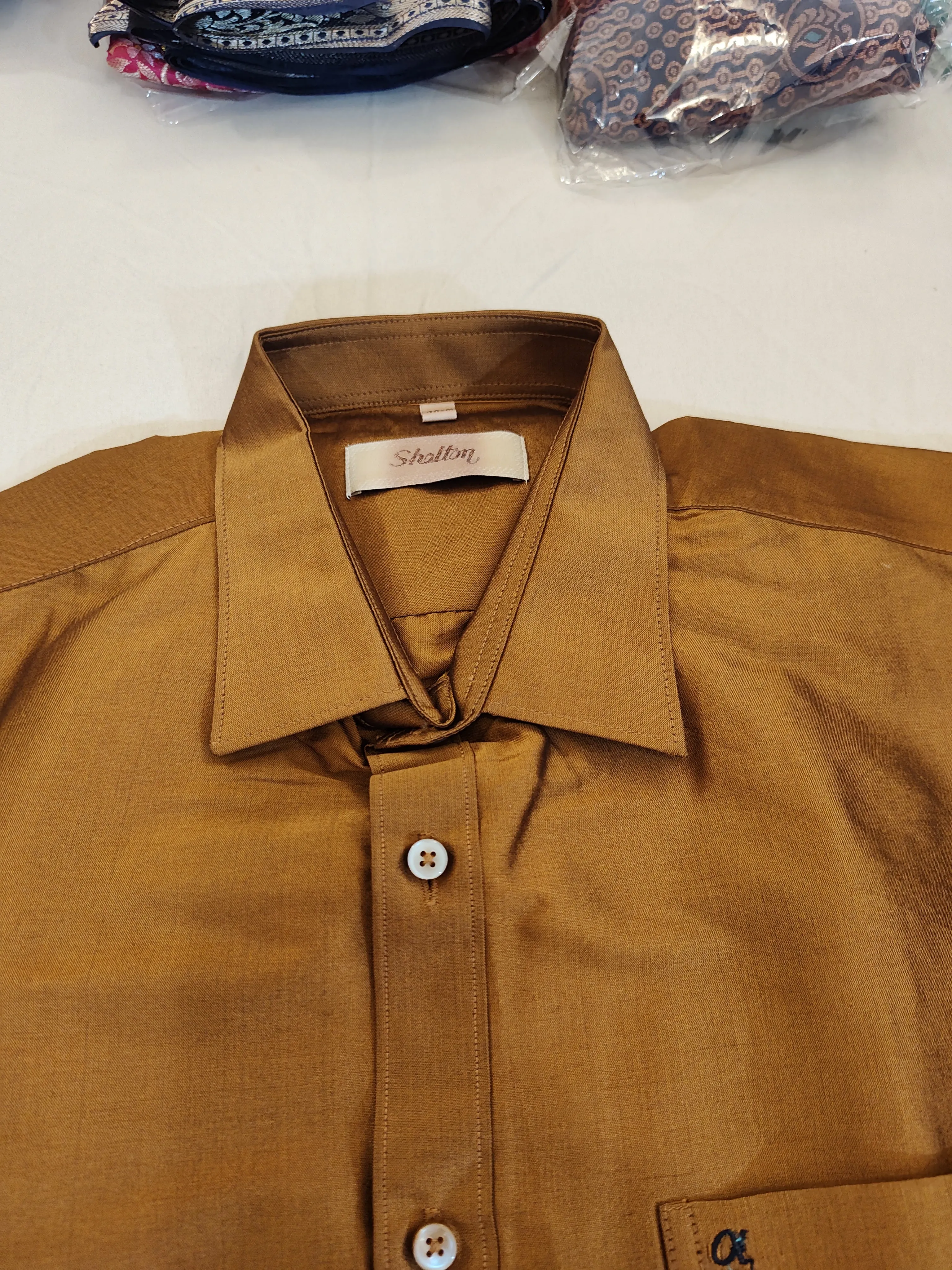 Appealing Brown Color Half Sleeve Silk Shirt For Men