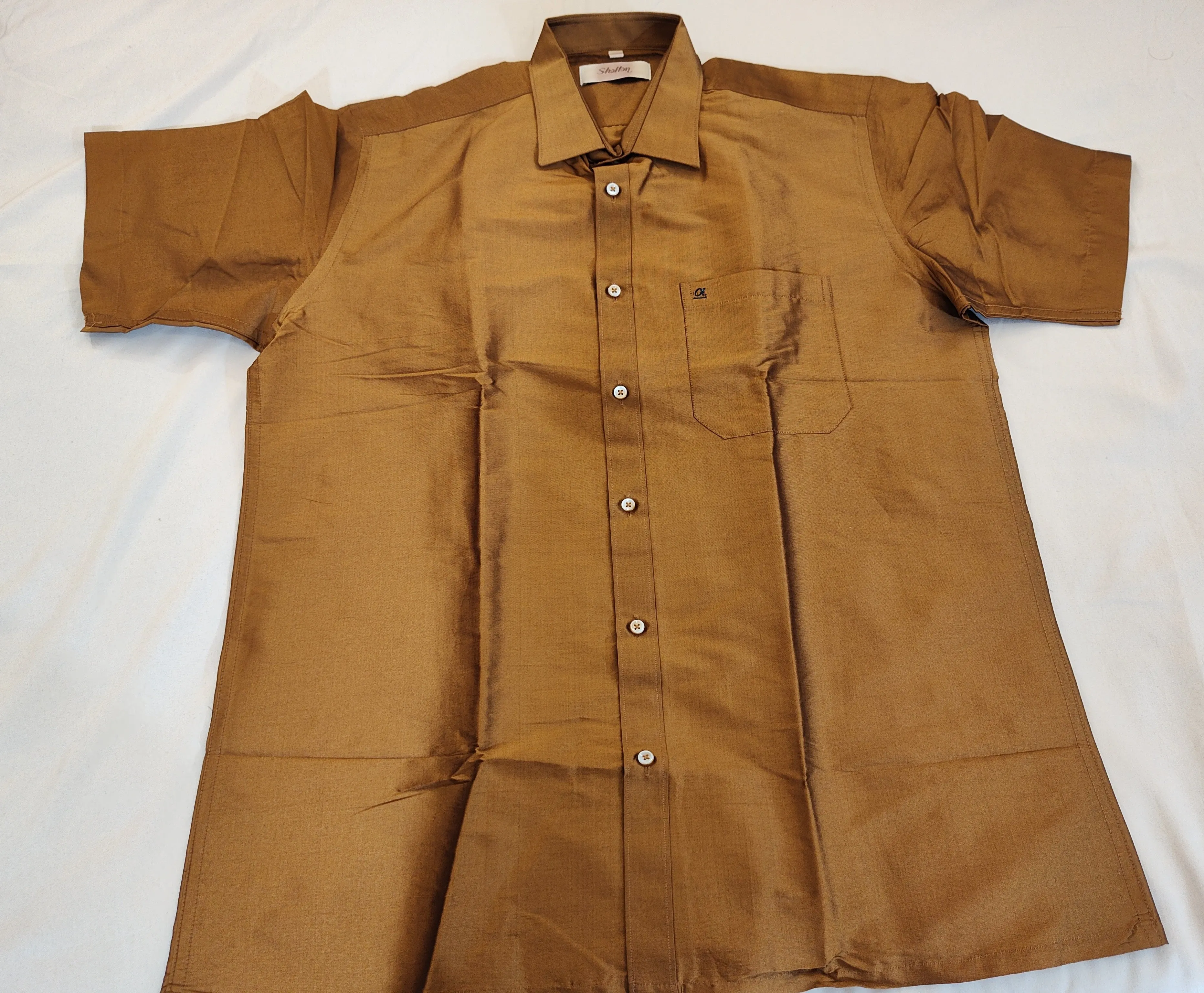 Appealing Brown Color Half Sleeve Silk Shirt For Men