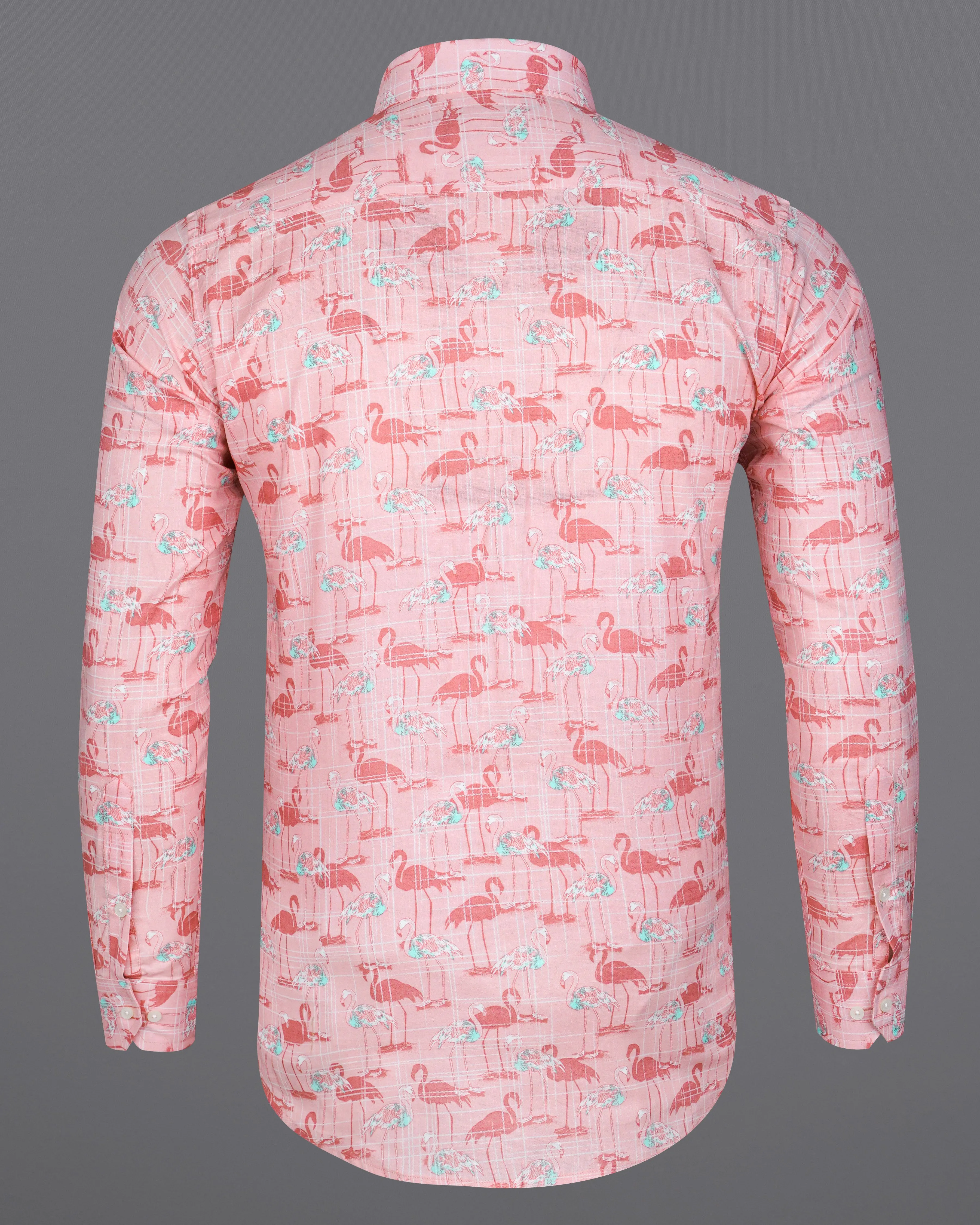 Azalea Pink Swan Printed Premium Cotton Shirt