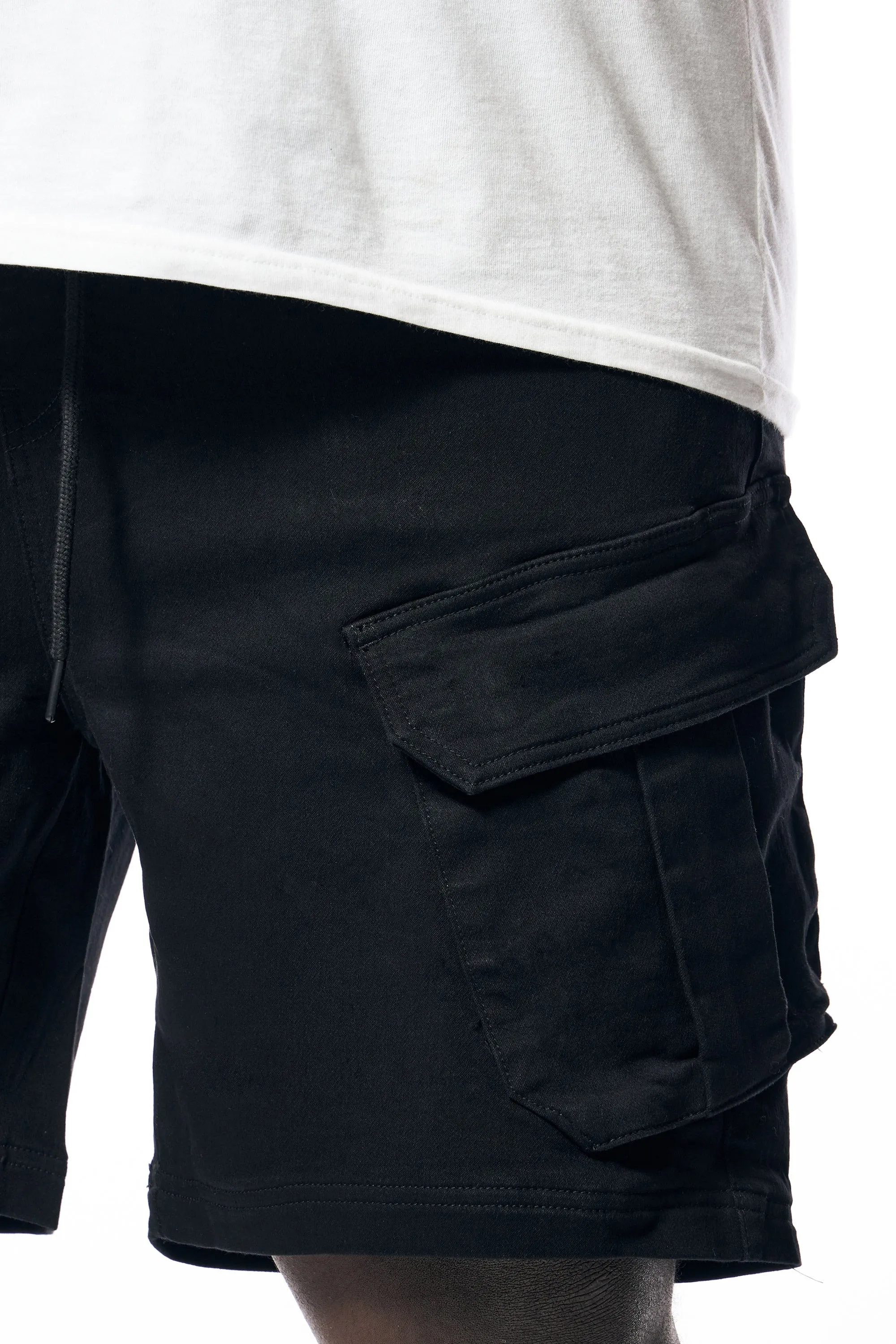 Big and Tall - Essential Knit Twill Cargo Shorts - Black