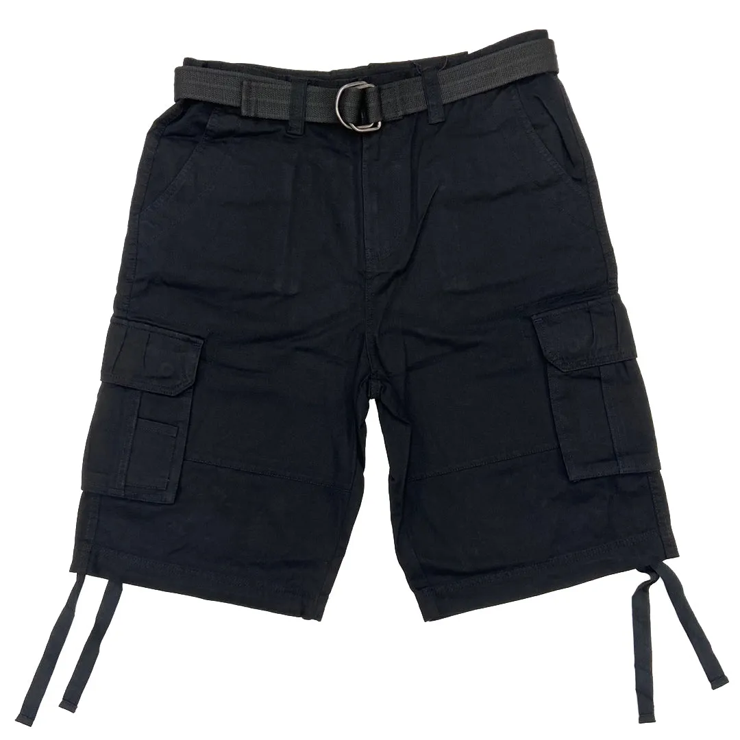 Black Military Cargo Shorts with Pockets