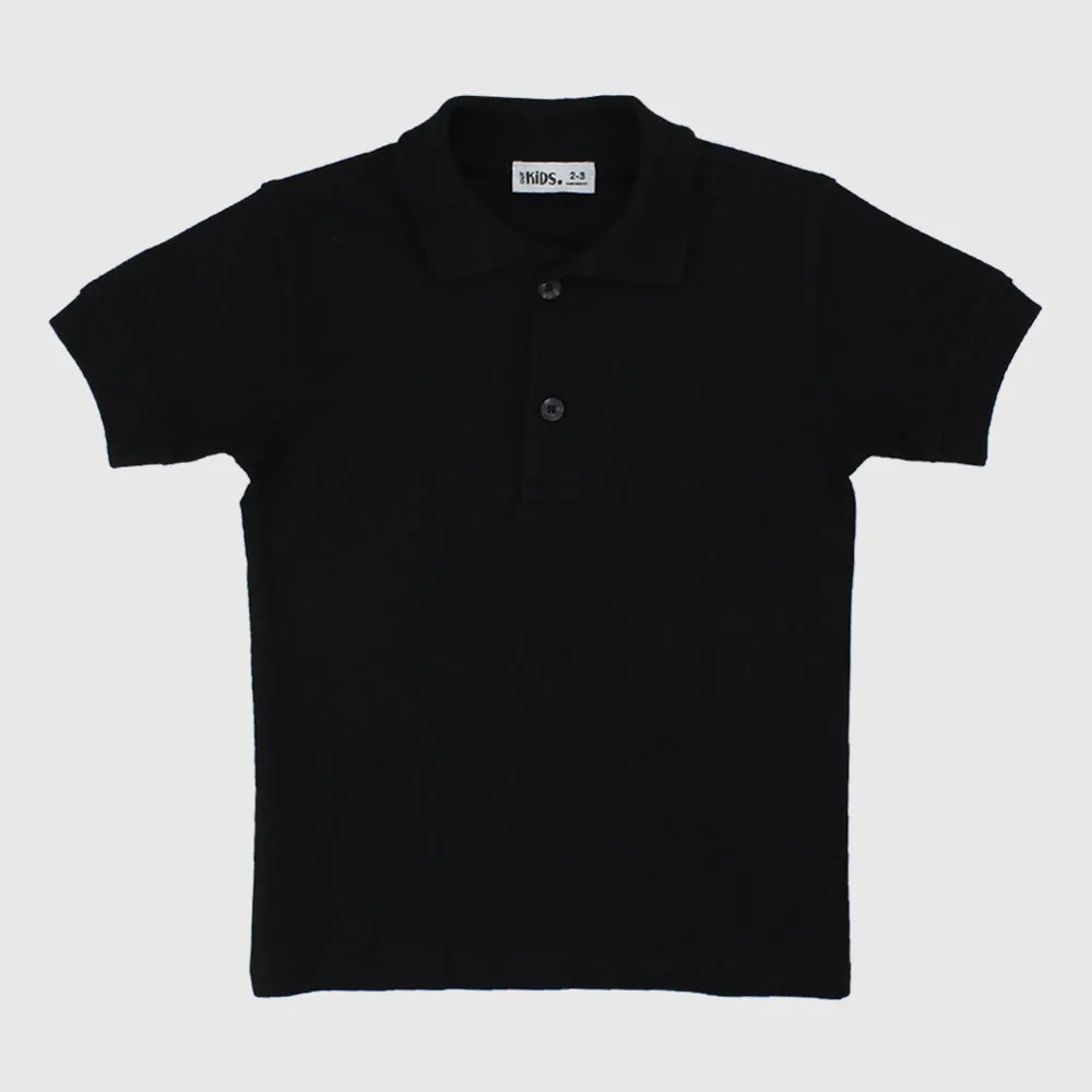 Black Short-Sleeved Polo Shirt