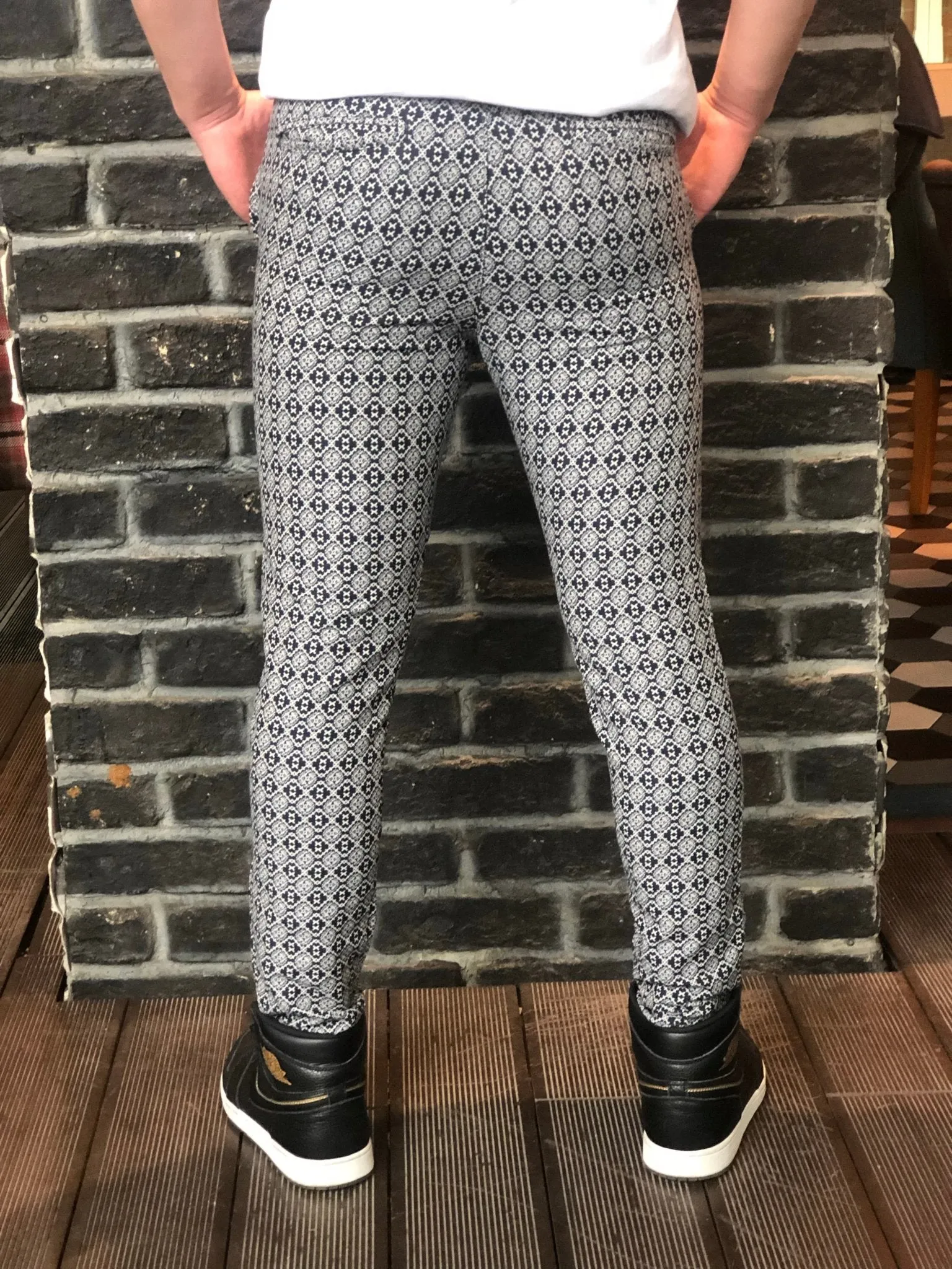 Black White Pattern Slim Fit Casual Pant DJ115 Streetwear Pant