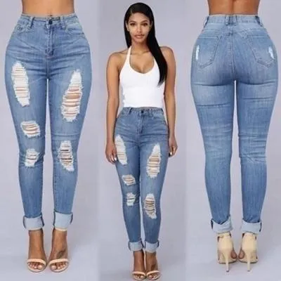 Bootylicious Distressed Denim Cuff Jeans