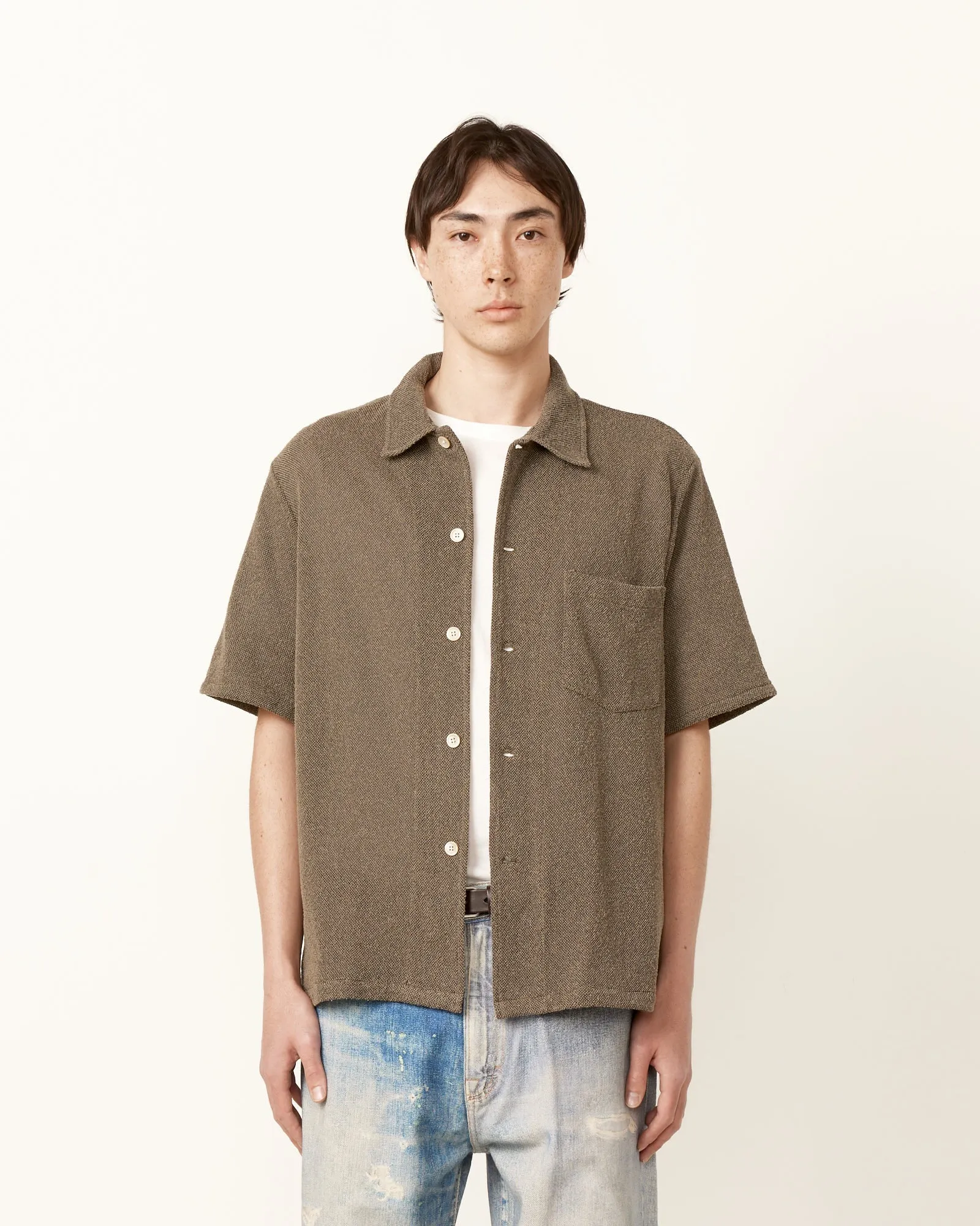 Box Short Sleeve Shirt in Muck Boucle