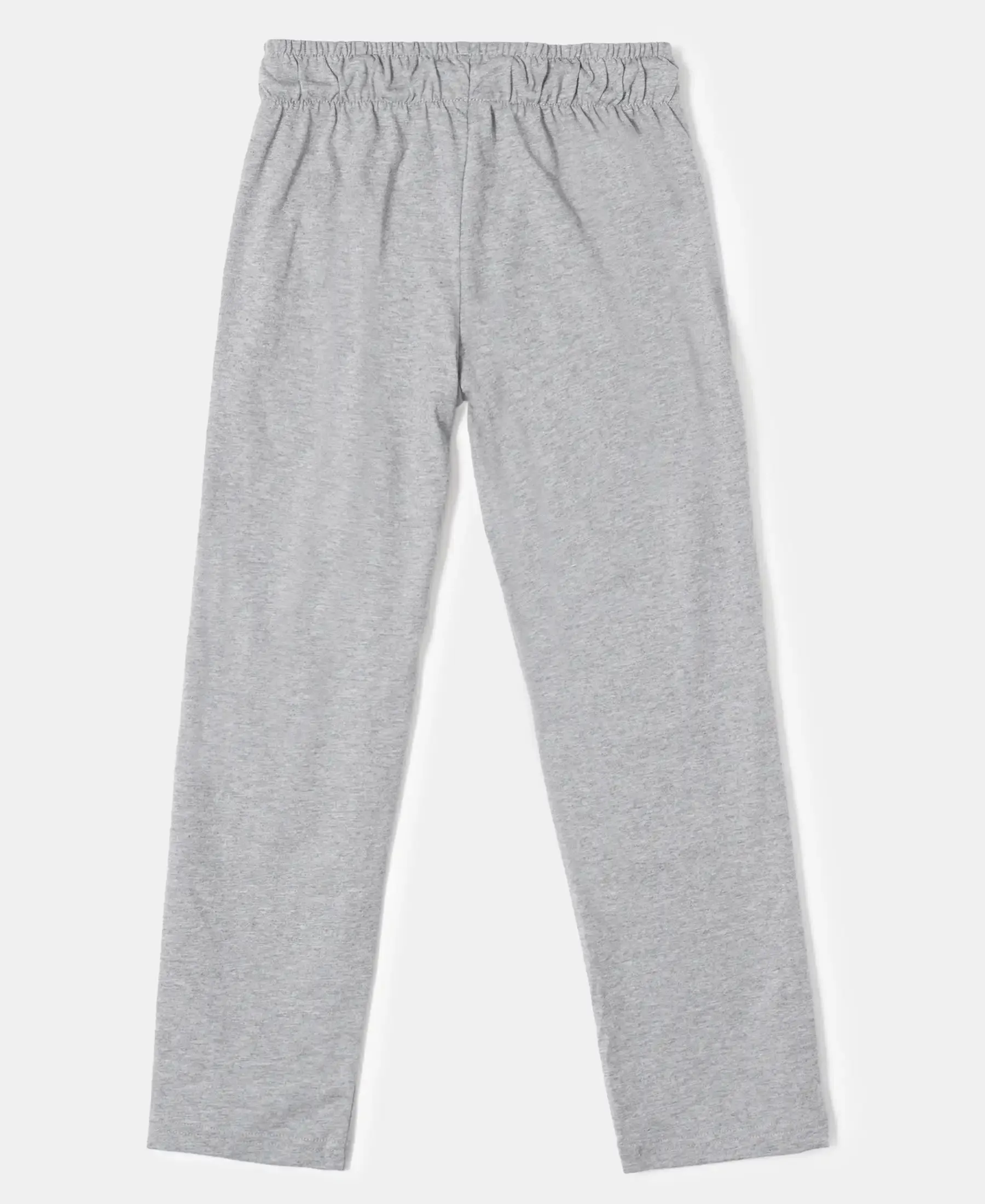 Boy's Super Combed Cotton Rich Graphic Printed Trackpants with Contrast Side Piping - Grey Melange