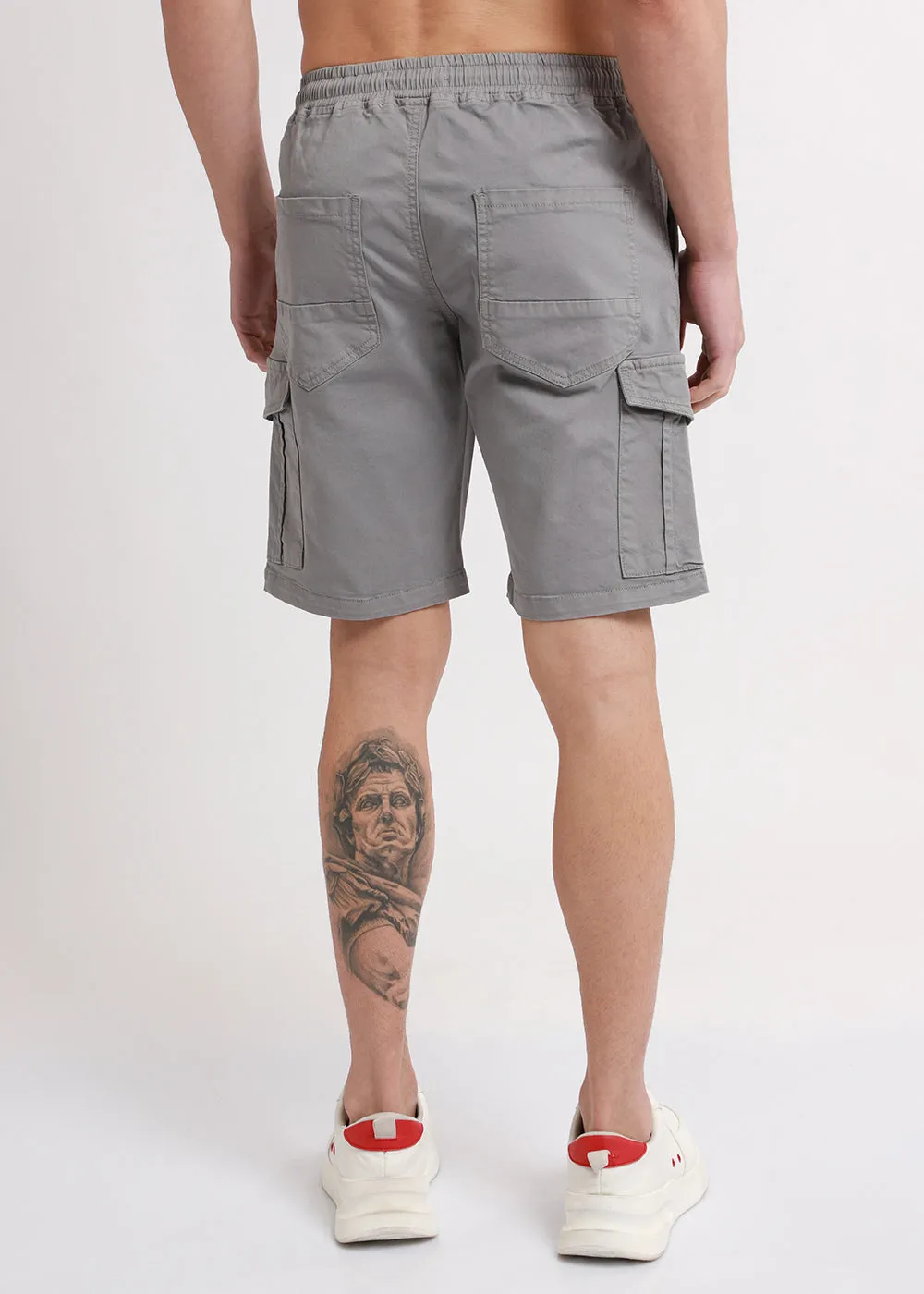 Brocky Grey Cotton Cargo Shorts