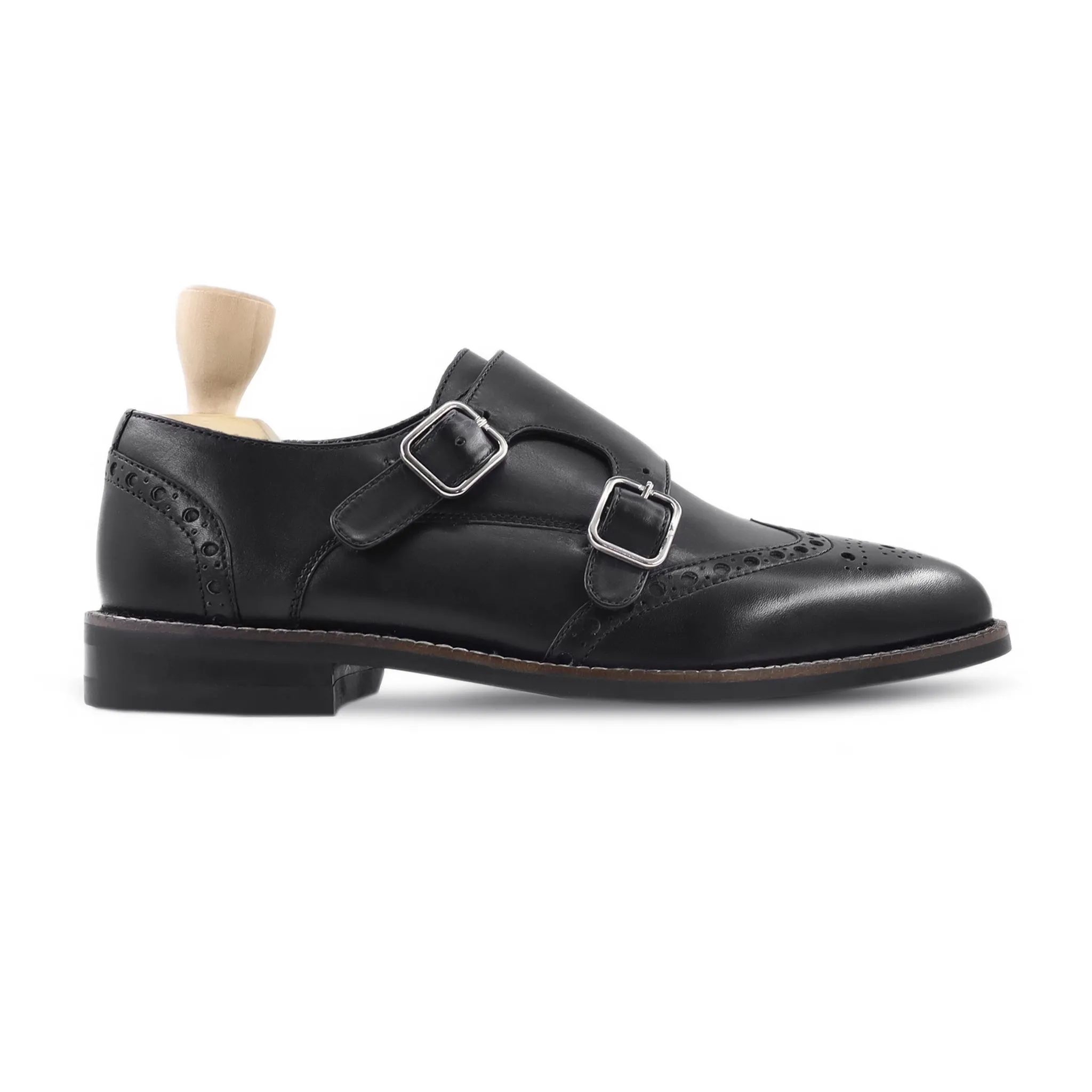 Burley - Men's Black Calf Leather Double Monkstrap