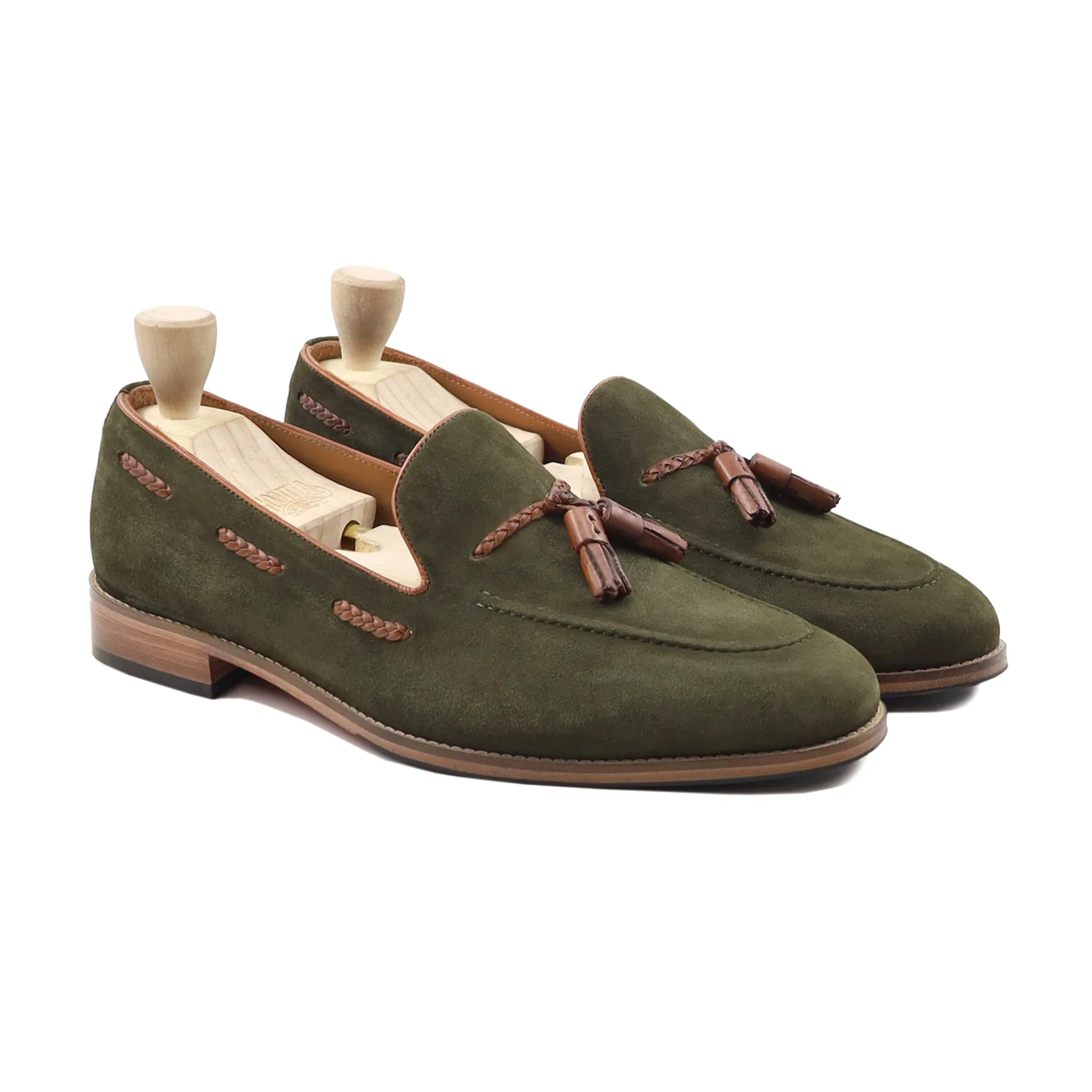 Casper - Men's Green Kid Suede Loafer