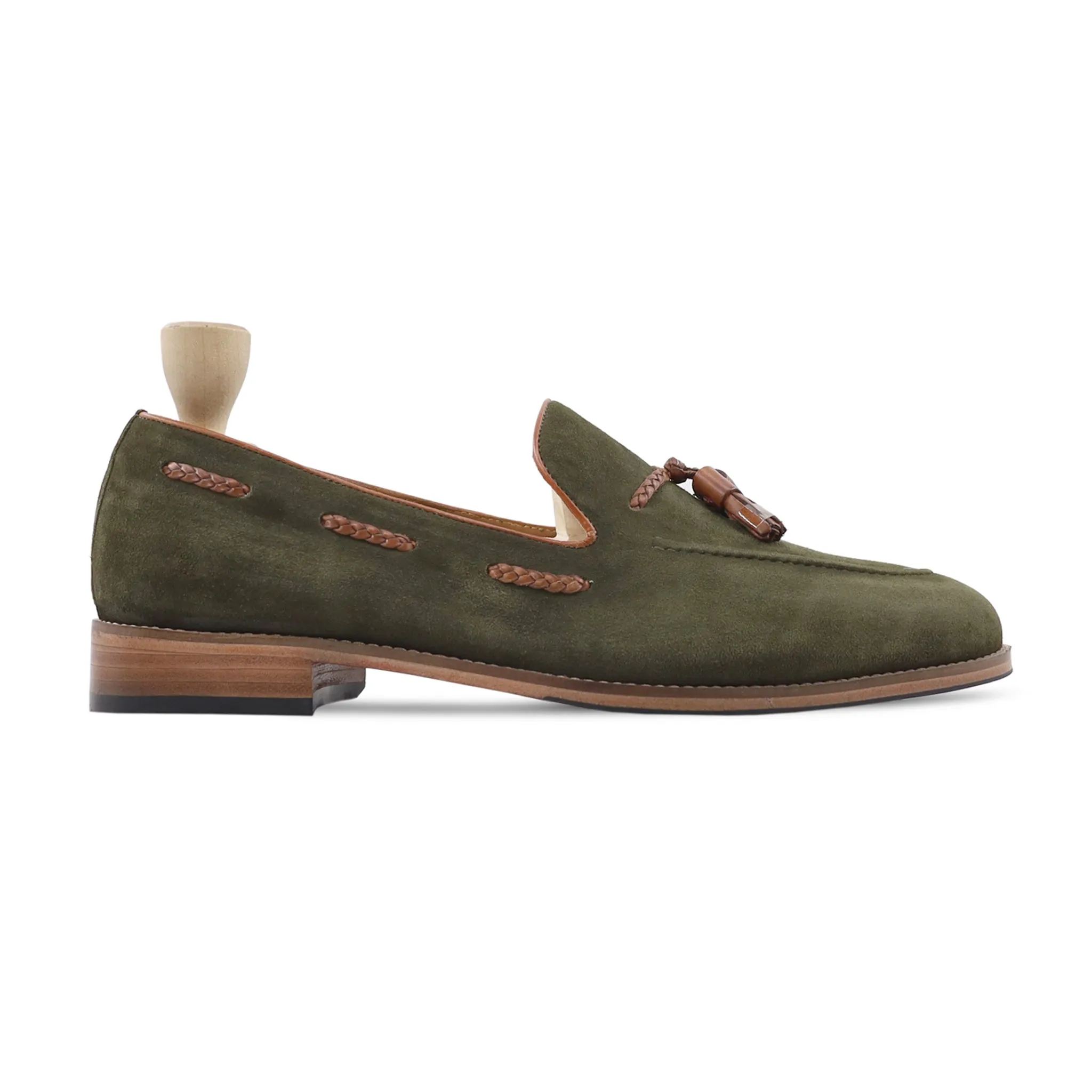 Casper - Men's Green Kid Suede Loafer