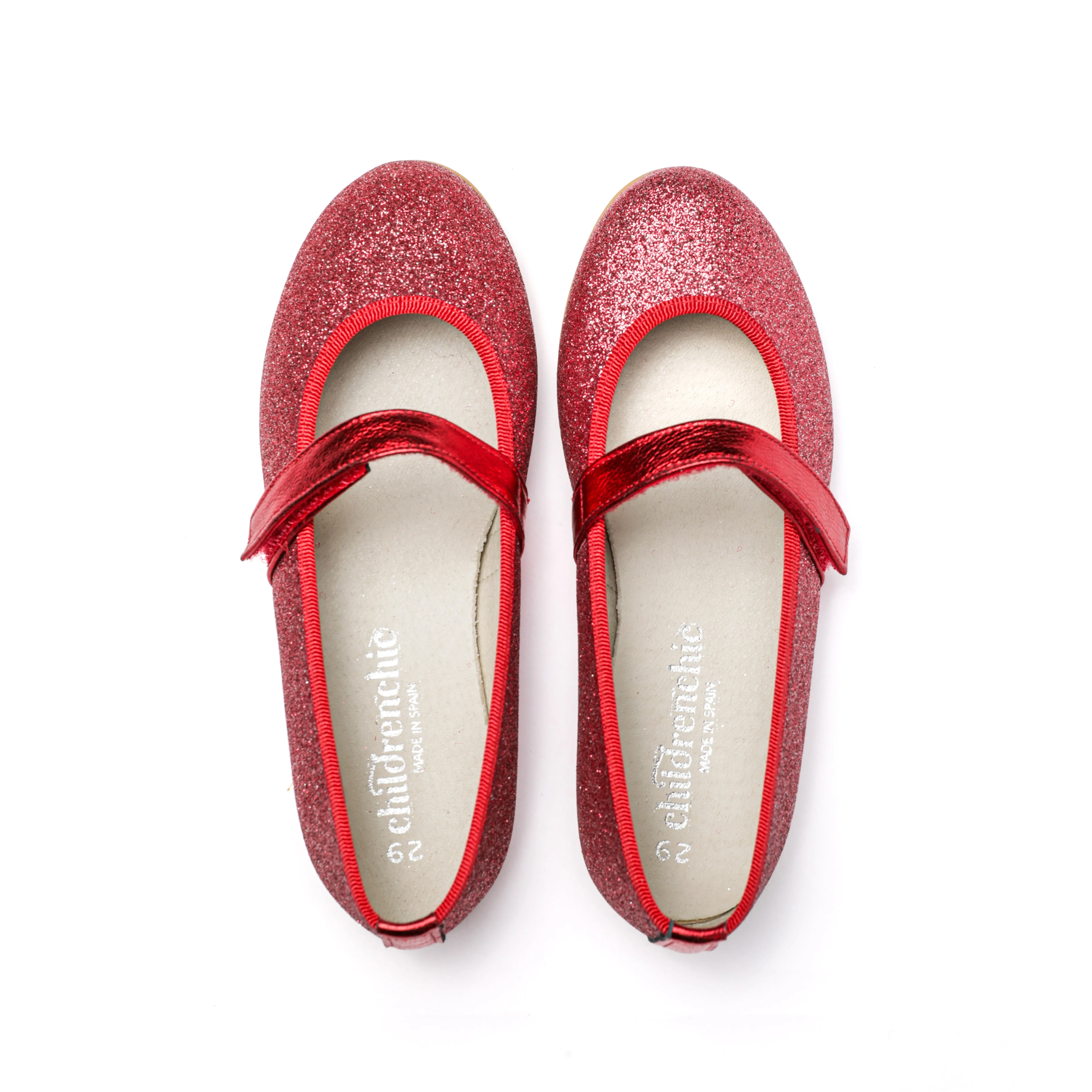 Classic Glitter Mary Janes in Red