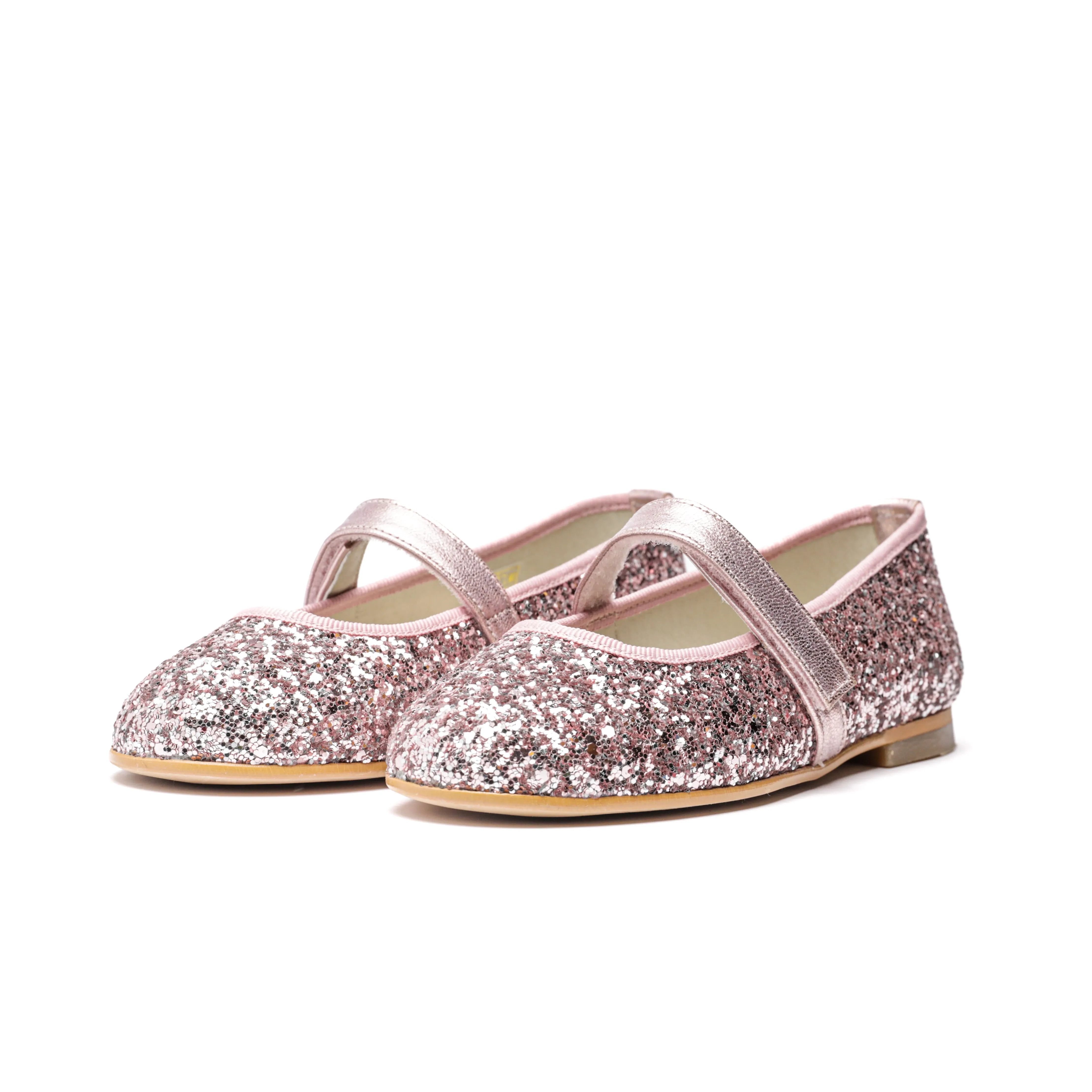 Classic Glitter Mary Janes in Rose