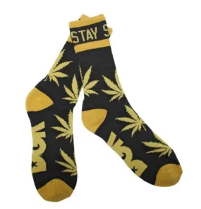 DGK Skateboards Stay Smokin Weed Socks, Black/Gold