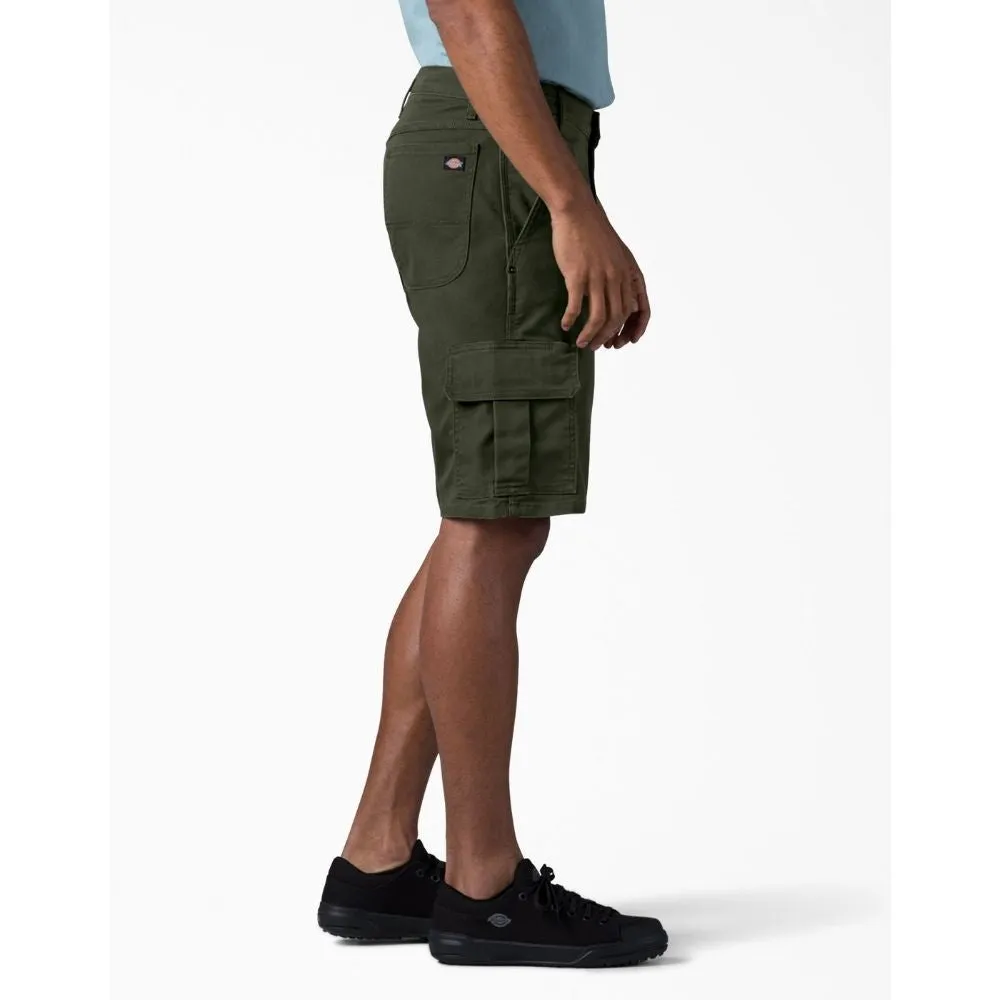 Dickies 11 Relaxed Fit FLEX Tough Max Men's Duck Cargo Work Shorts DX902 - Olive Green