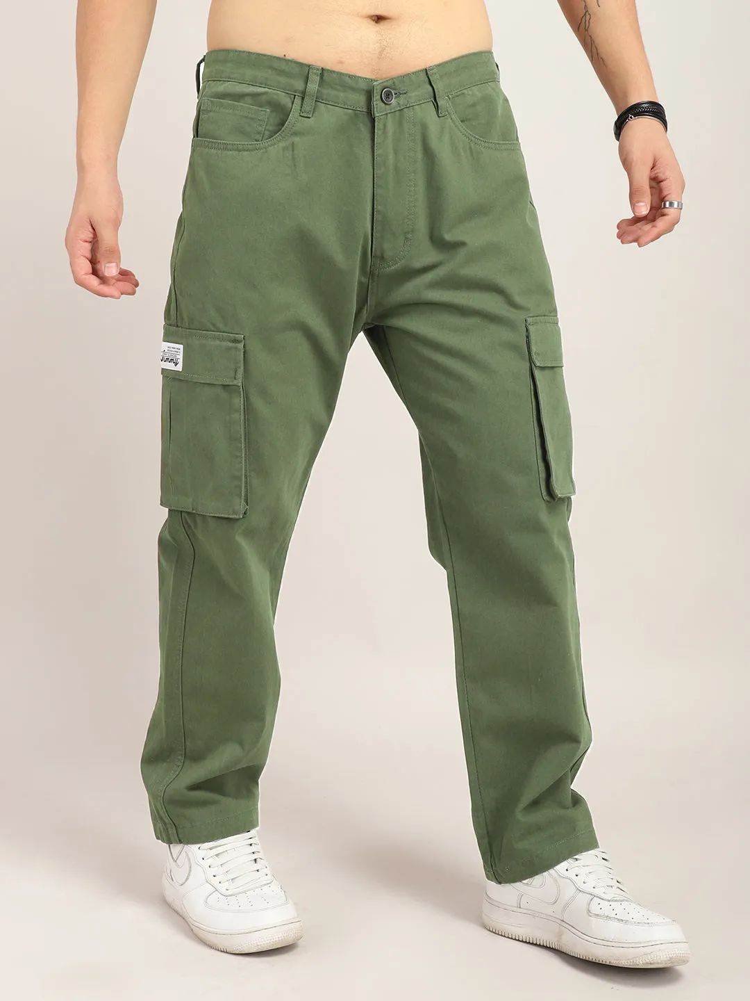 Drippy Light Olive Cotton Twill Plus Size Cargo