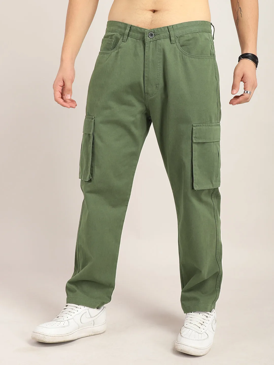 Drippy Light Olive Cotton Twill Plus Size Cargo