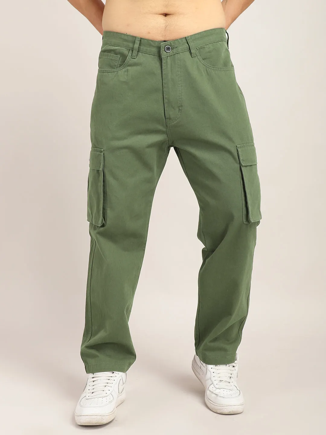 Drippy Light Olive Cotton Twill Plus Size Cargo