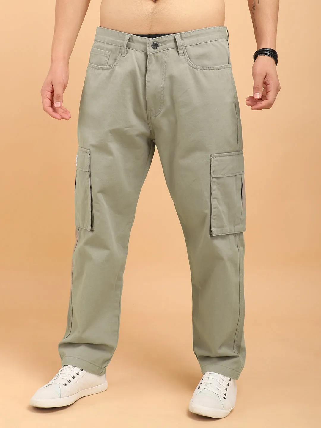 Drippy Light Umber Brown Cotton Twill Plus Size Cargo