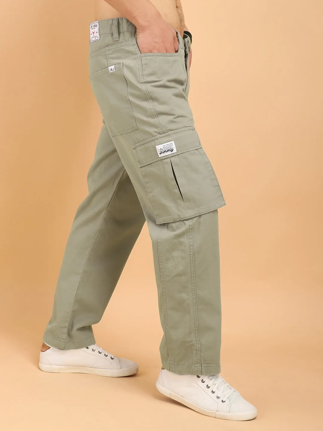 Drippy Light Umber Brown Cotton Twill Plus Size Cargo