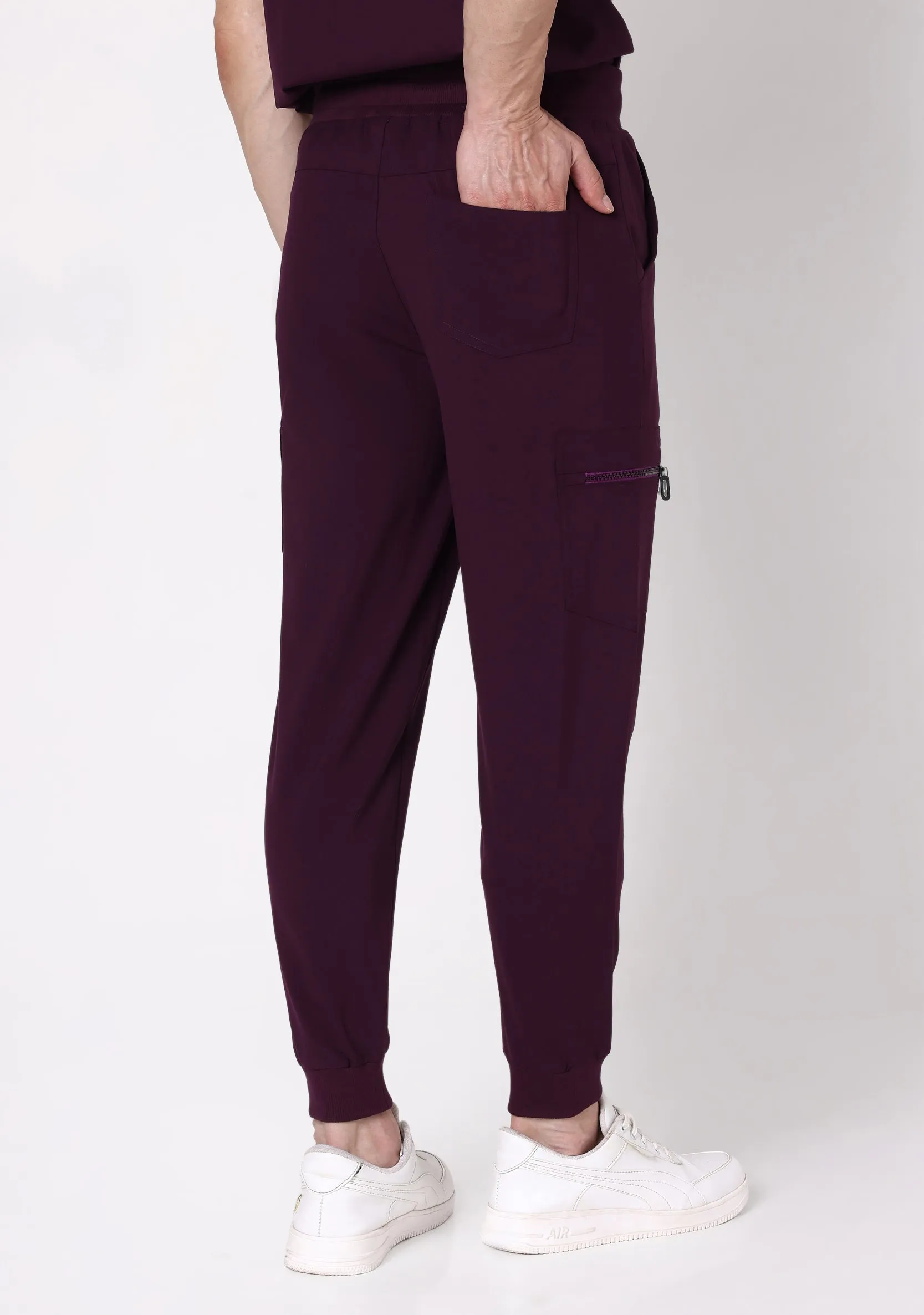 Ecoflex Men's 8 Pocket  (Wine) Jogger Scrubs