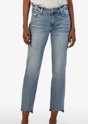 FINAL SALE - KUT Reese Mid Rise Ankle Straight Leg Step Hem Jeans