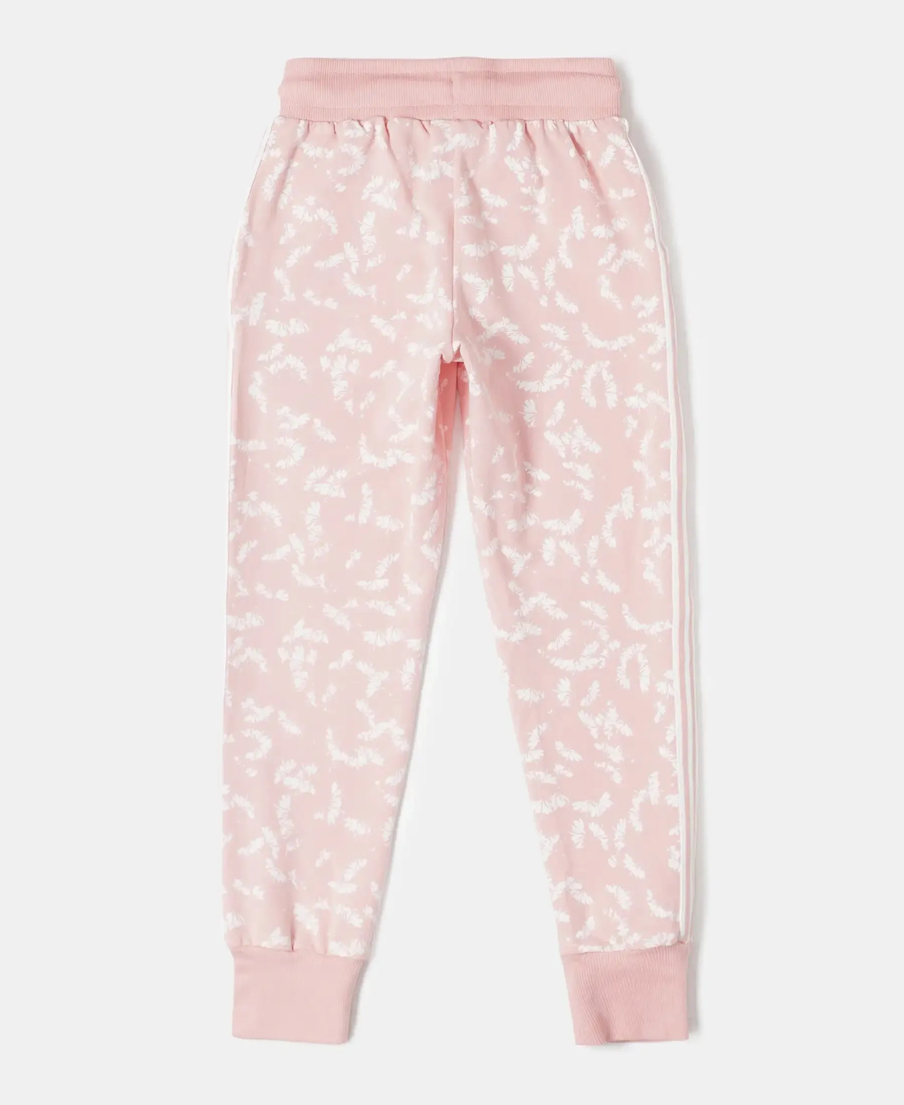 Girl's Super Combed Cotton Elastane Stretch French Terry Printed Slim Fit Joggers - Coral Cloud AOP