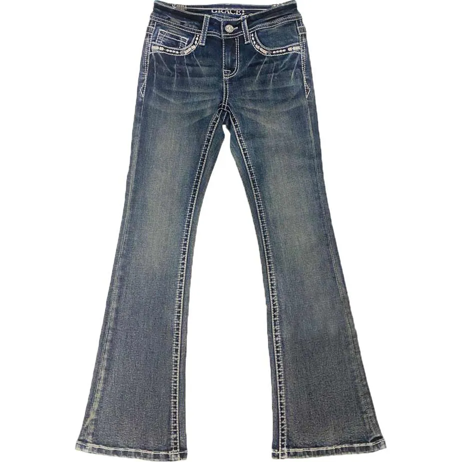 Grace in La Girls' Horse Embellished Bootcut Jeans