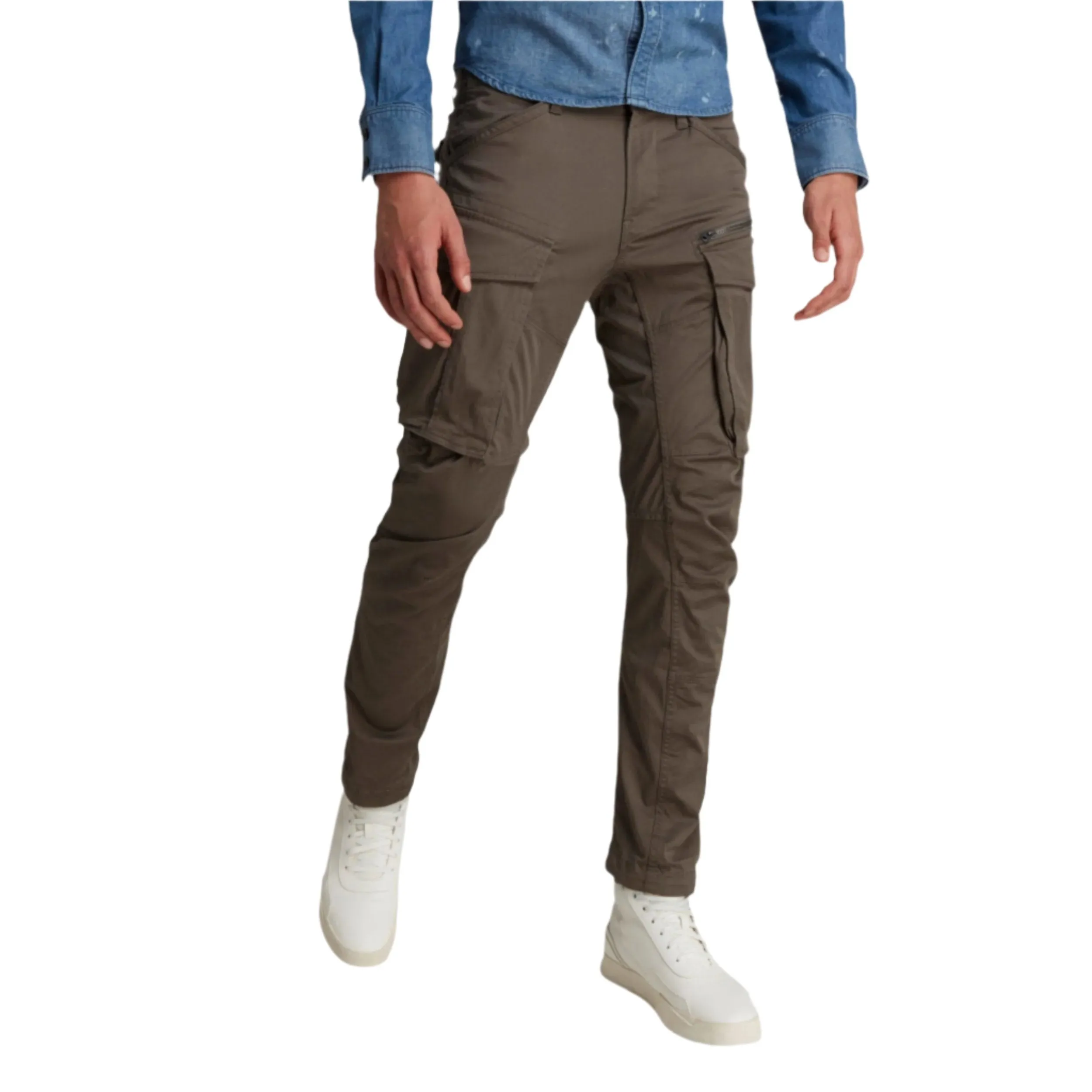 Grey Rovic Zip 3D Regular Tapered Pants