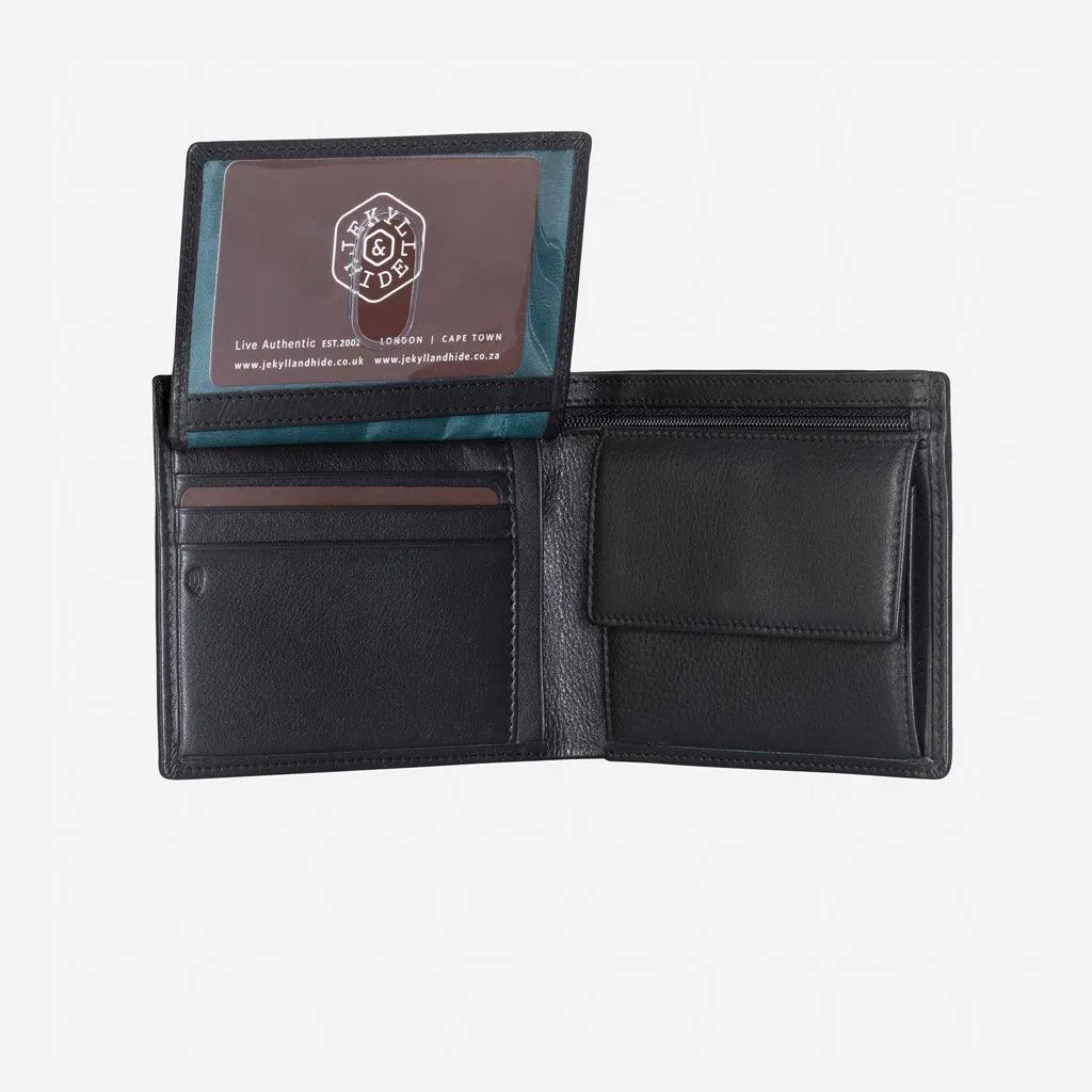 Large Bifold Wallet With Coin, Soft Black