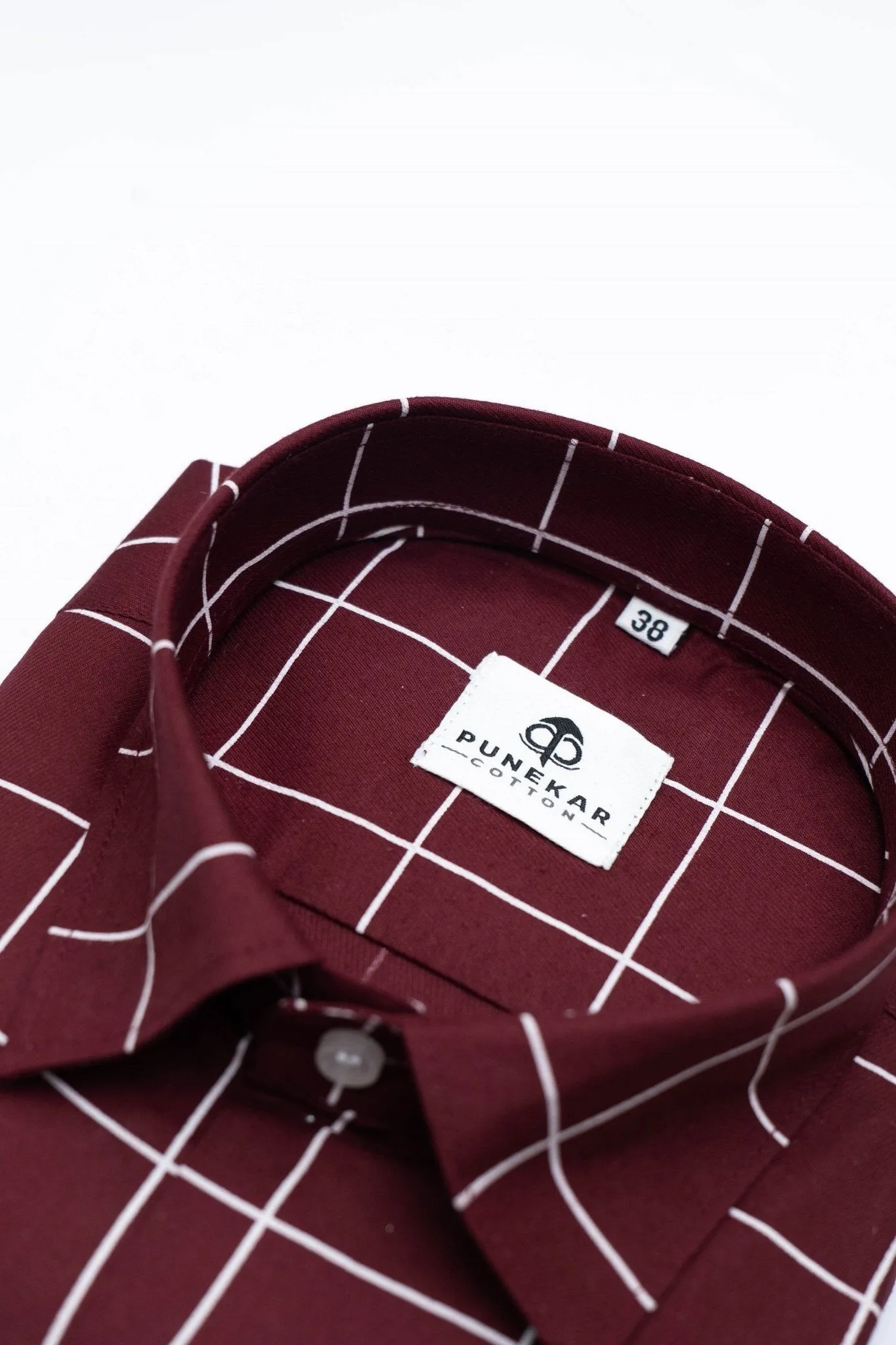 Maroon Color Big Checks Cotton Shirts For Men