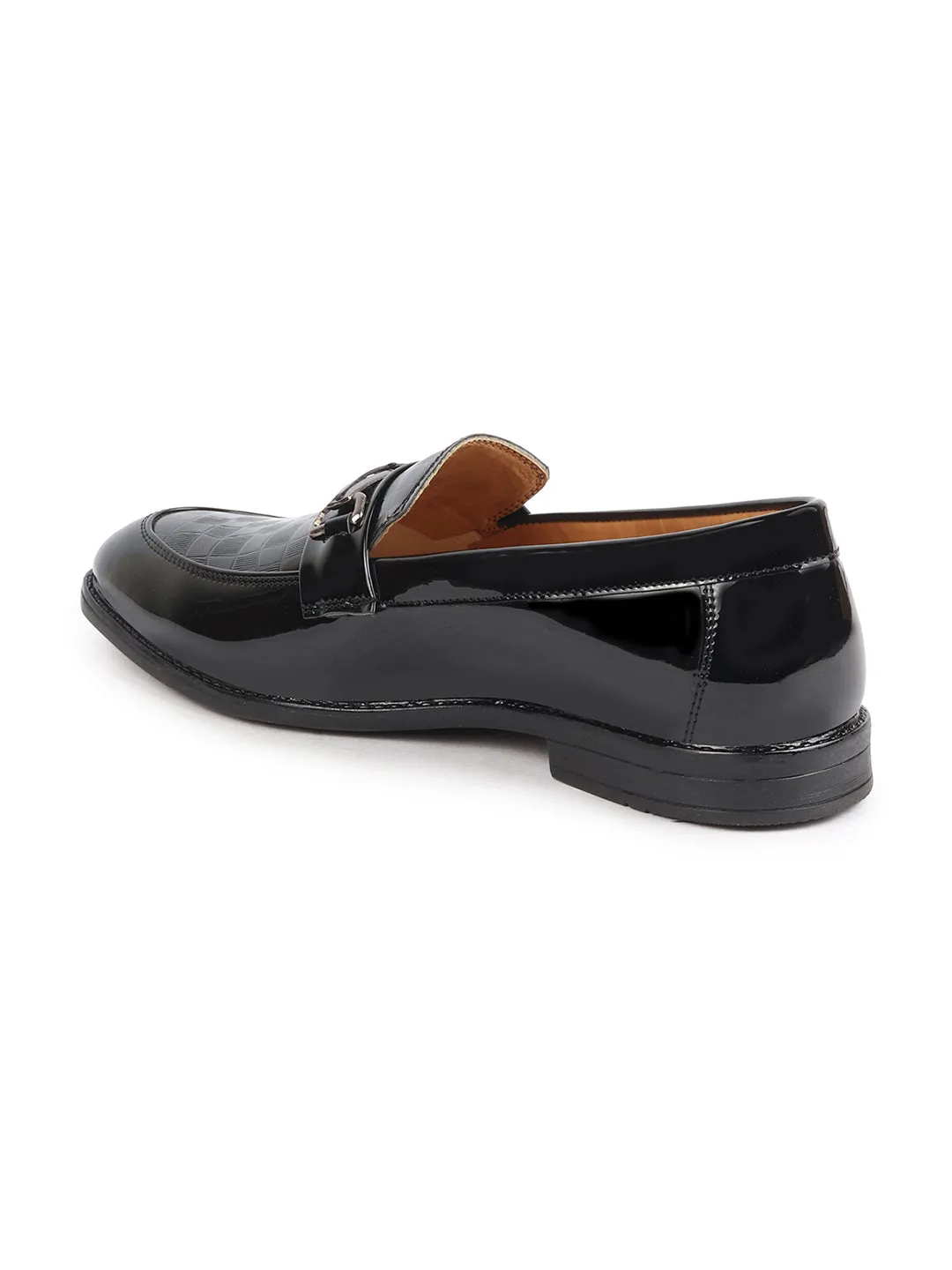 Men Black Casual Patent Leather Slip-On Loafers