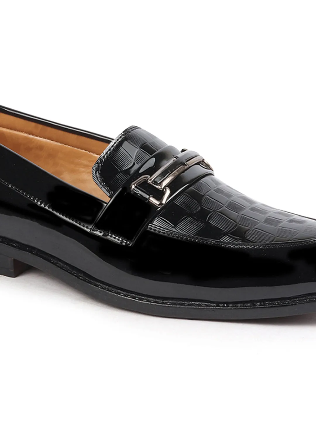 Men Black Casual Patent Leather Slip-On Loafers