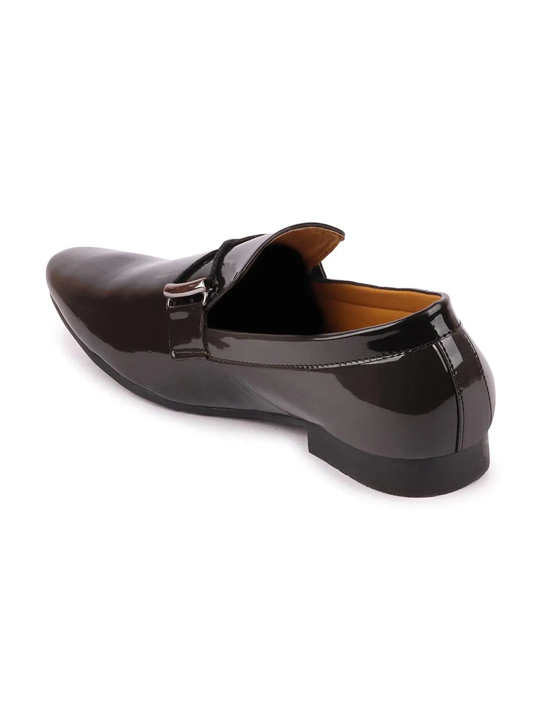 Men Black Casual Patent Leather Slip-On Loafers