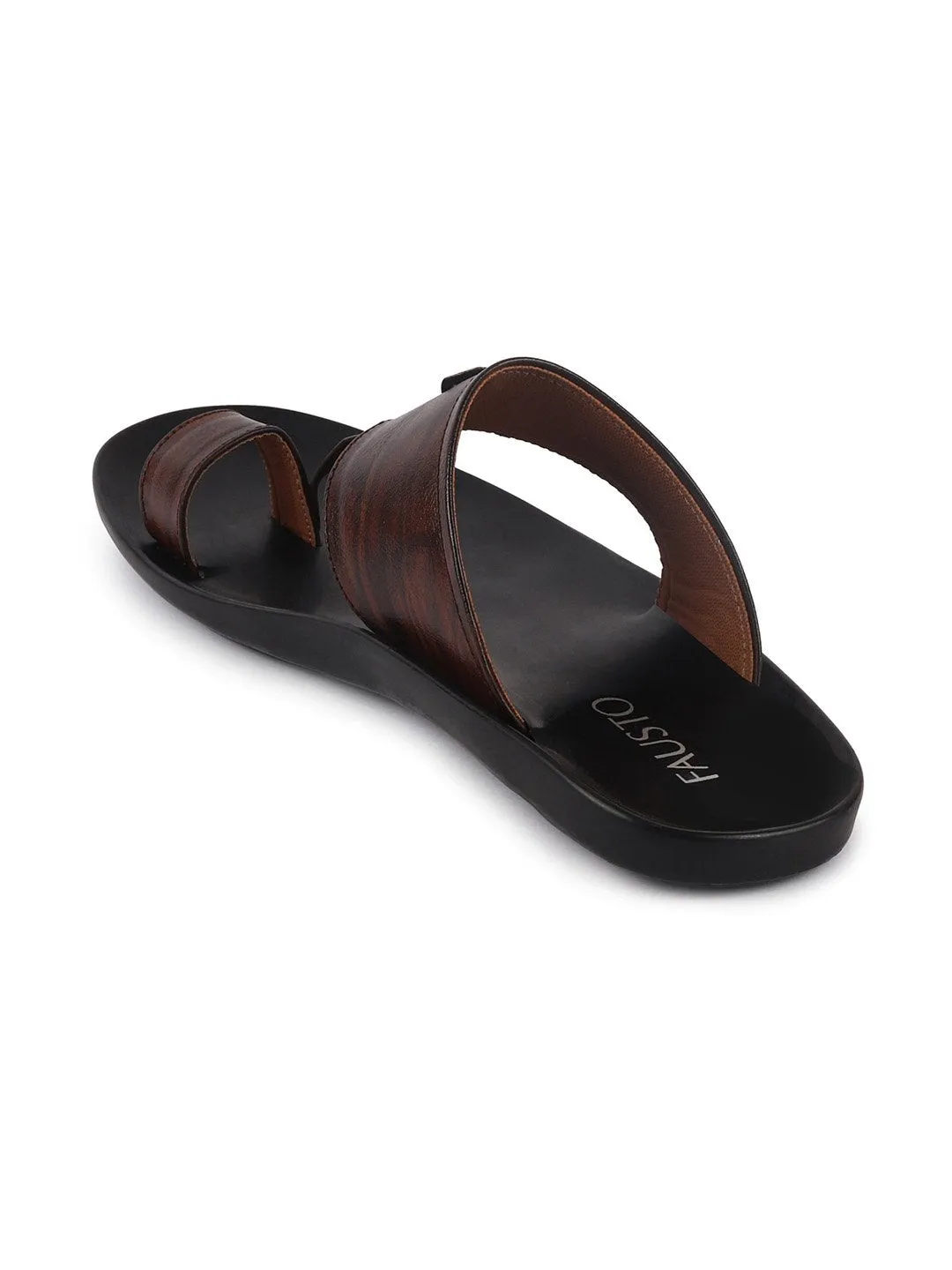 Men Brown Slip On Indoor Toe Ring Slippers