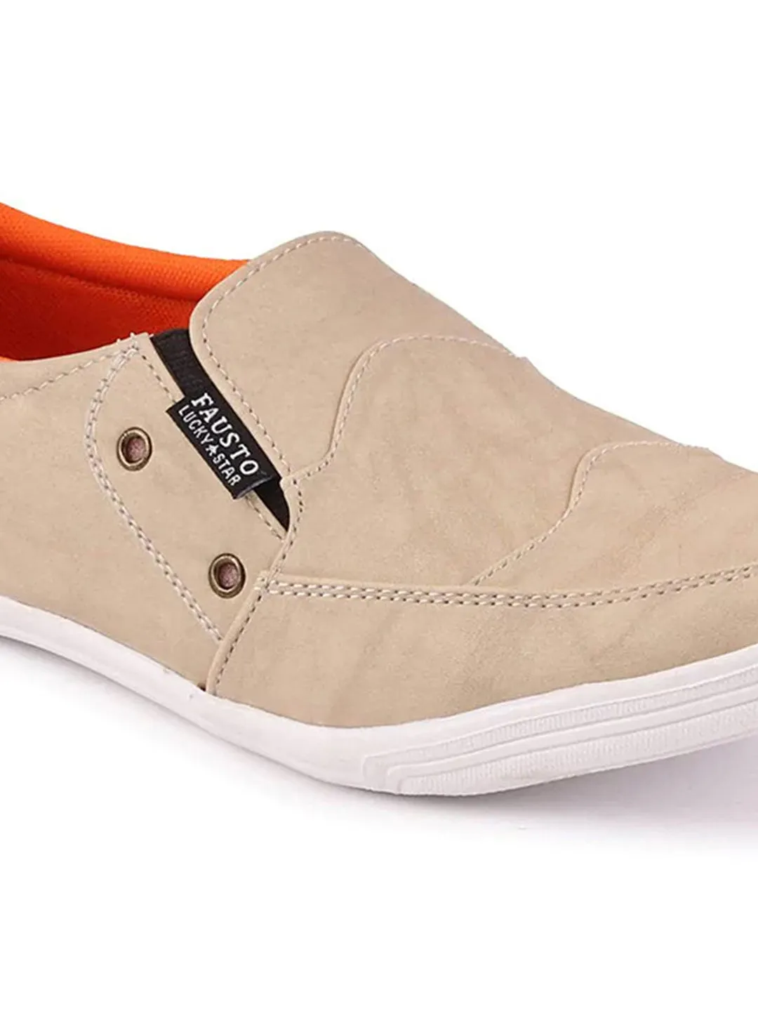 Men Cream Casual Slip-On Loafers