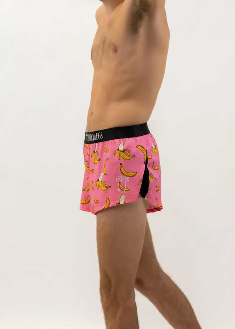 Men's Pink Bananas 2" Split Shorts