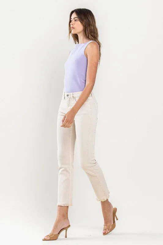 Mid Rise Crop Straight Jeans