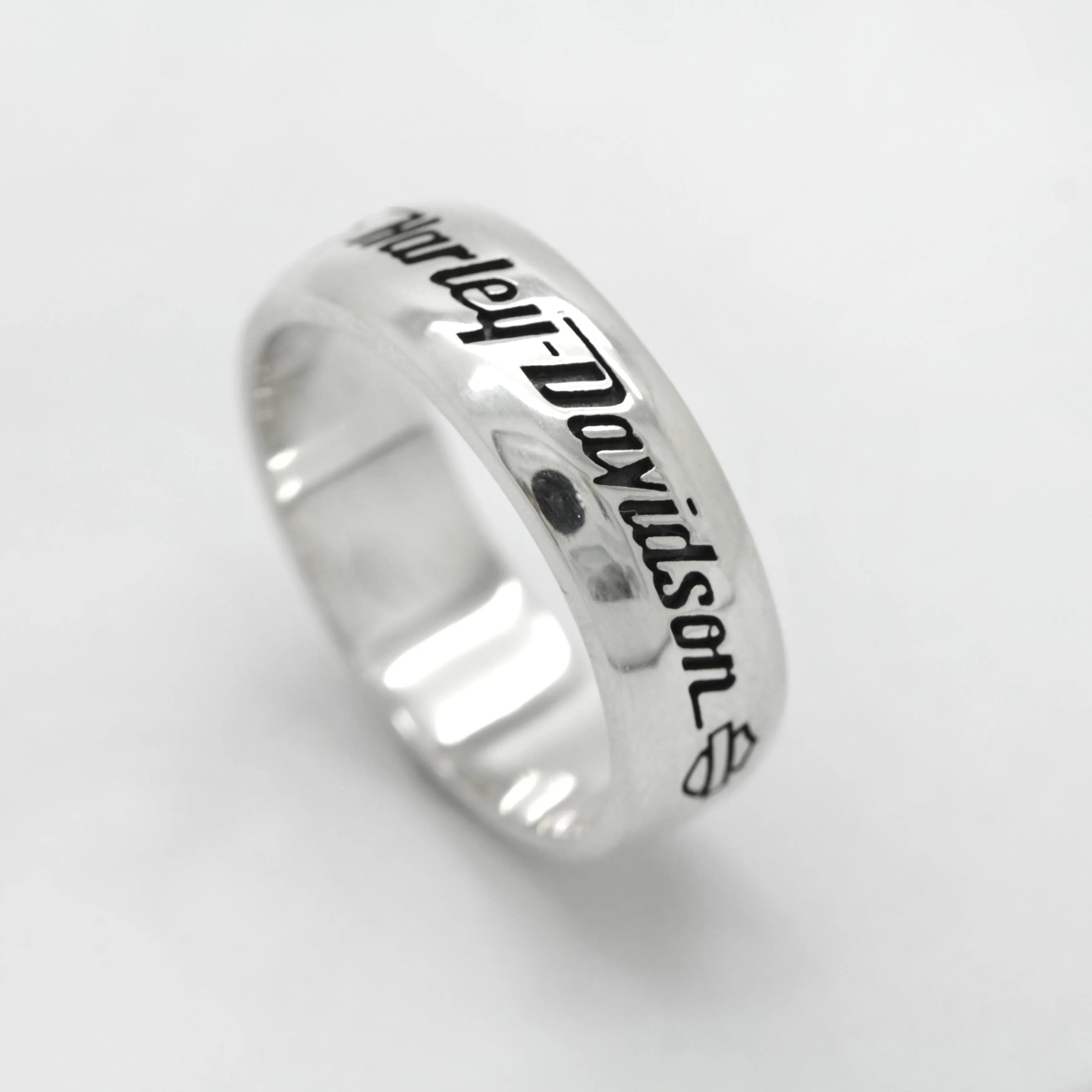 Moto Biker Men Sterling Silver Band Ring