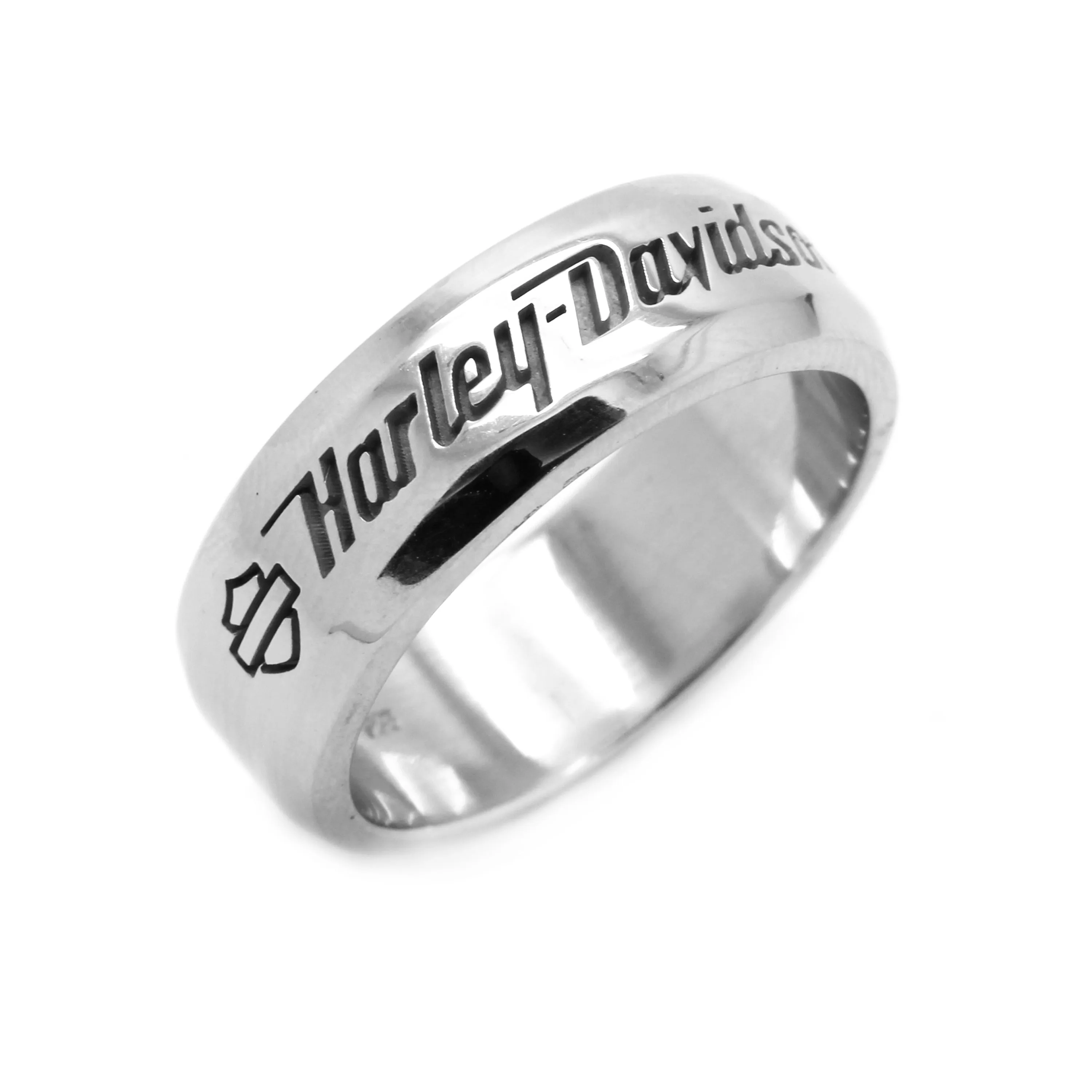 Moto Biker Men Sterling Silver Band Ring