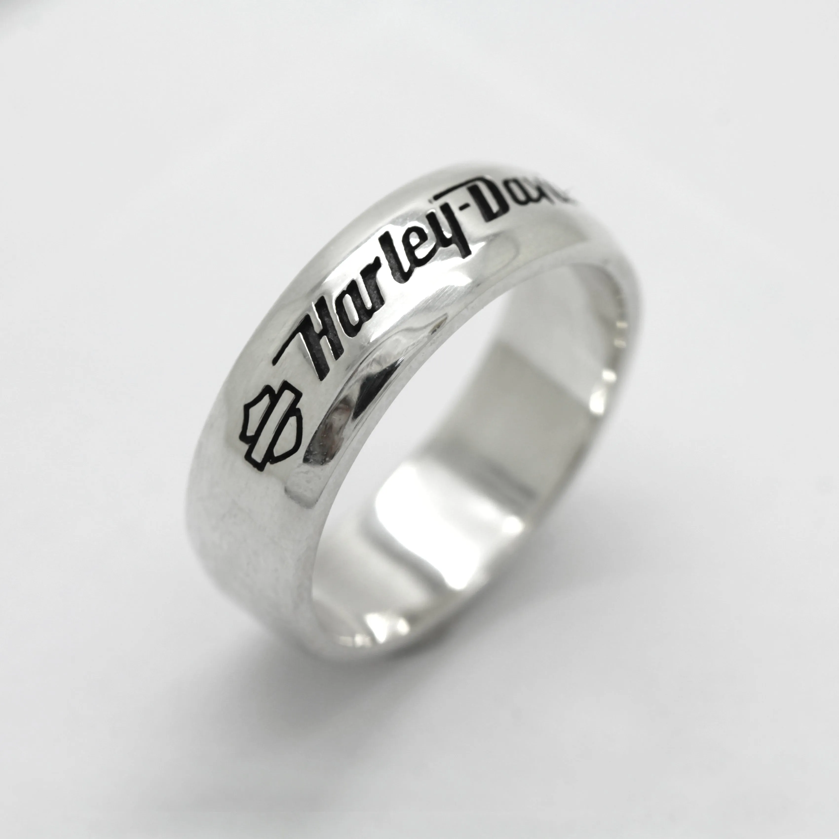 Moto Biker Men Sterling Silver Band Ring