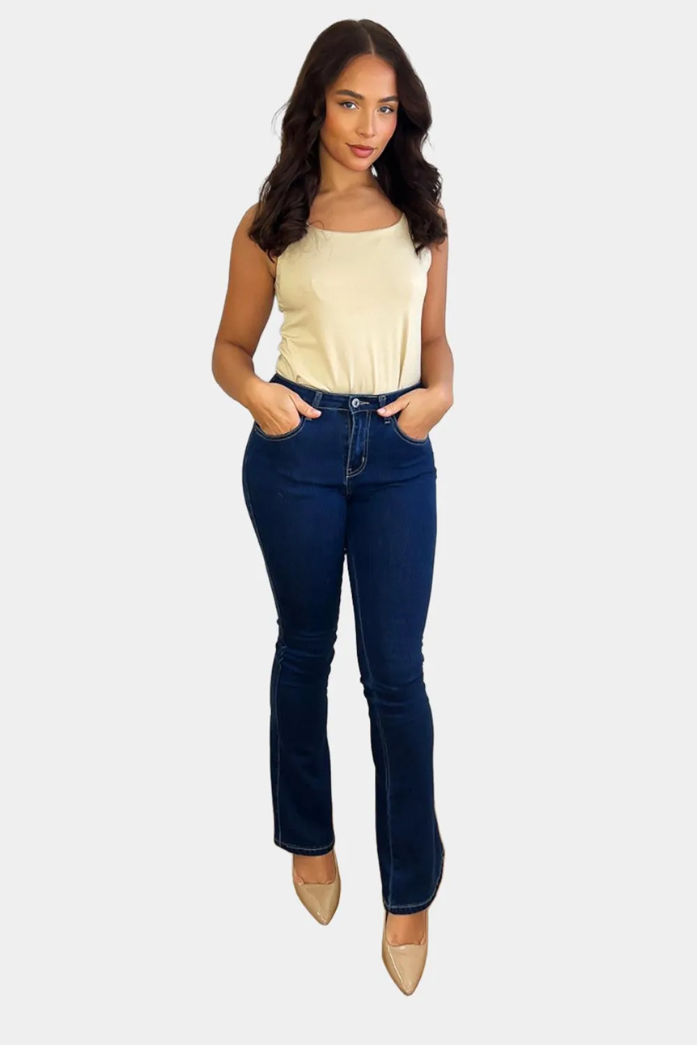 Navy Flared Leg Jeans