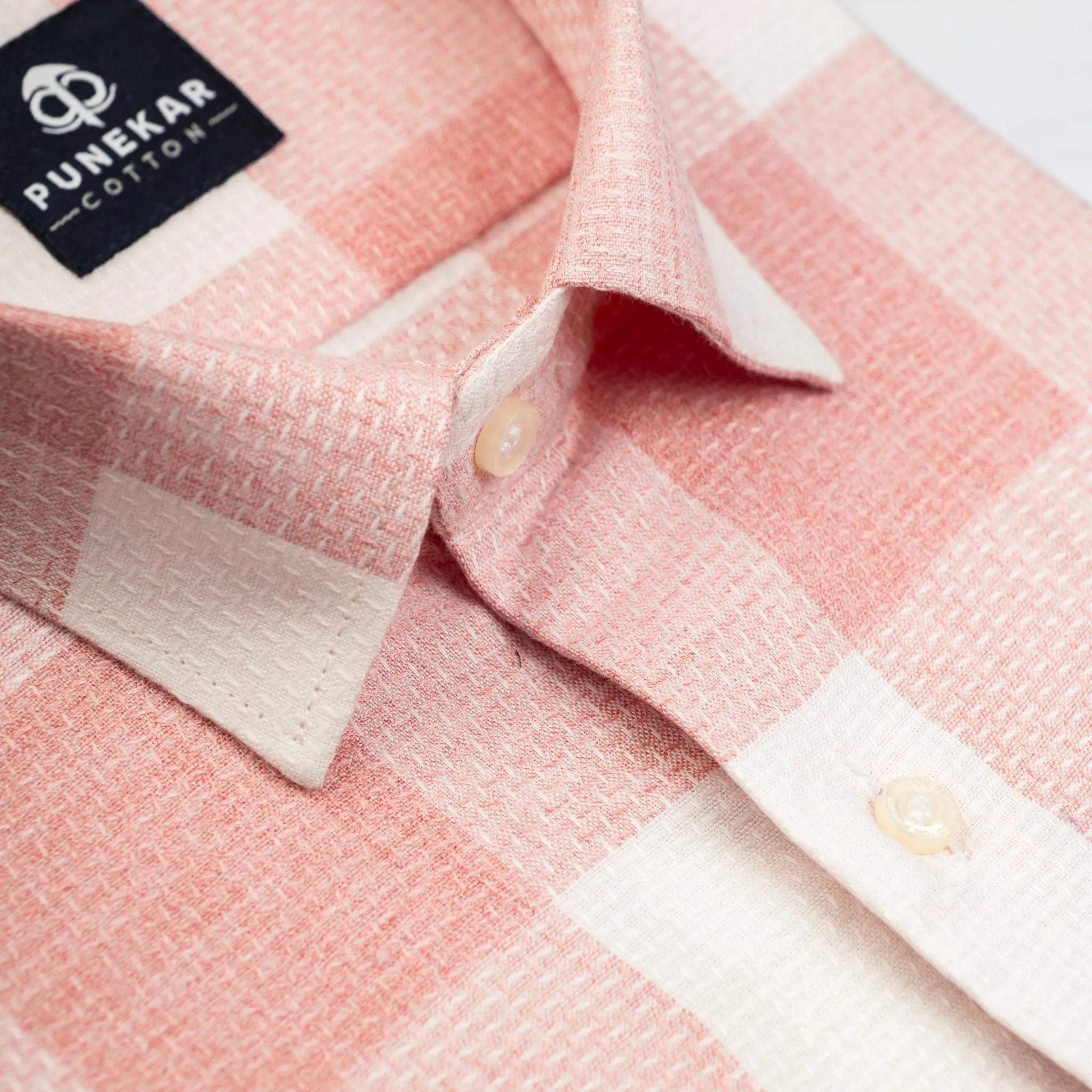 Pink Color Checks Pure Cotton Shirt For Men