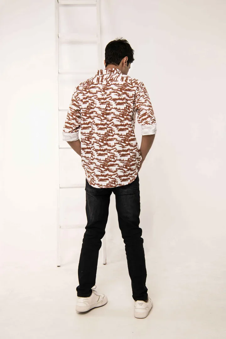 Printed Slim Fit Shirt with Flap Pockets