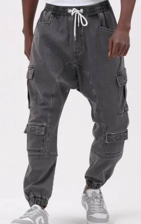 QL Relaxed Denim Cuffed Cargo Stretch in Grey